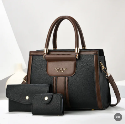 Premium 3-Piece Women’s Structured Shoulder Tote Bag Set – Elegant Office Handbag, Crossbody Clutch & Card Holder Pouch