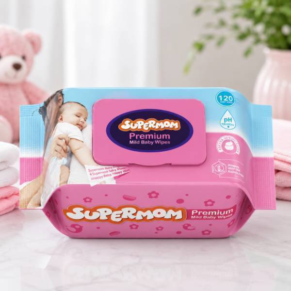 Supermom Premium Mild Baby Wipes - 120 Pcs