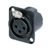 Neutrik XLR 3p Chassis F Svart m/lås, 24 mm hull
