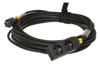 Skjøtekabel 2 veis 10A 10m svart m/stropp og krympestrømpe