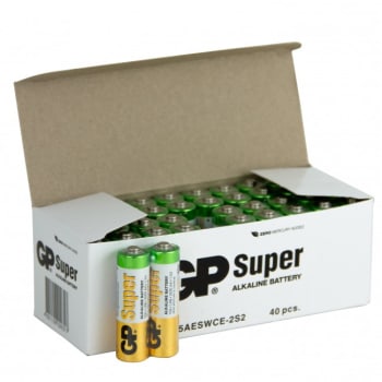 Batteri   1,5v AA pakke á 40 batterier LR6 GP Super Alkaline