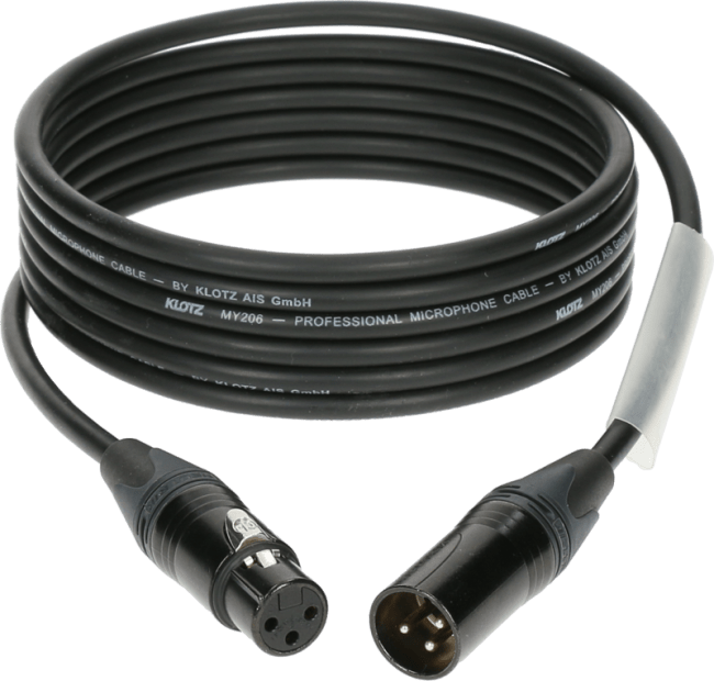 Mikrofonkabel  0,5m, Neutrik XLR, svart, m.krymp,Klotz MY206