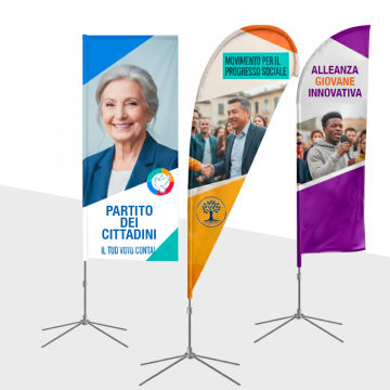 Bandiere elettorali da personalizzare con grafica e logo
