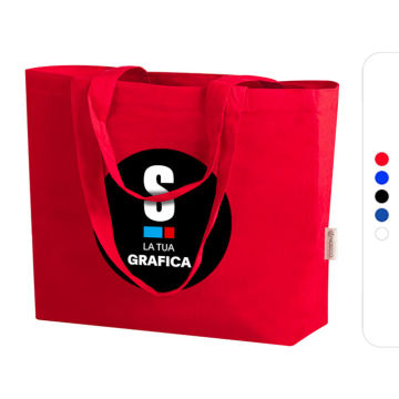 Shopping bag CALIPSO capiente in cotone con soffietto
