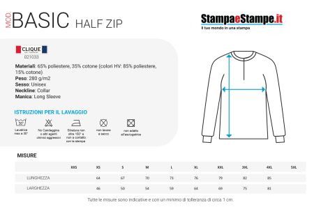 Felpa - Basic Half Zip - Unisex Adulto