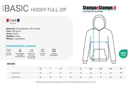 Felpa - Basic Hoody Full Zip - Donna