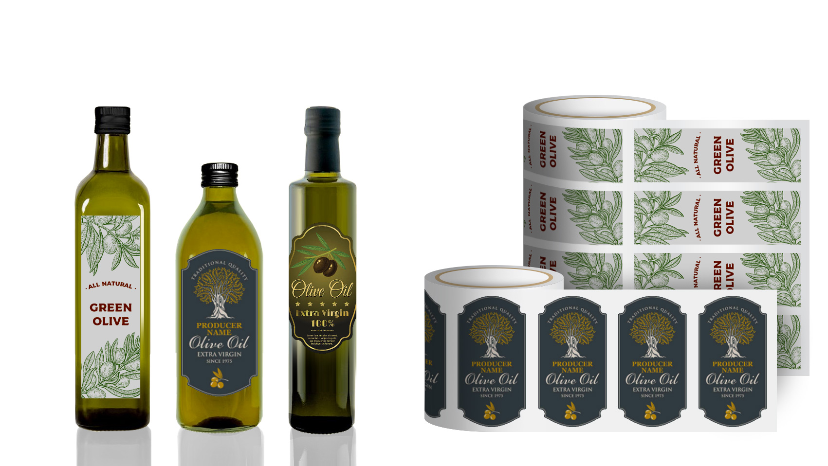 Etichette Adesive Personalizzabili Per Bottiglie Olio D'oliva - 9 Pezzi, Resistenti All'acqua