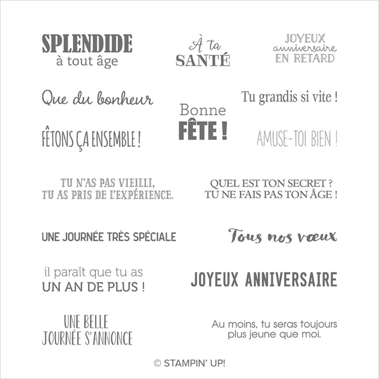 Stampin Up Tout Petits Anniversaires Cling Stamp Set French