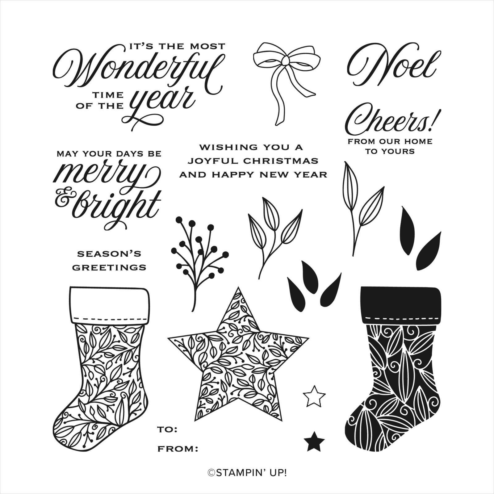 Stampin Up Tidings Trimmings Photopolymer Stamp Set English
