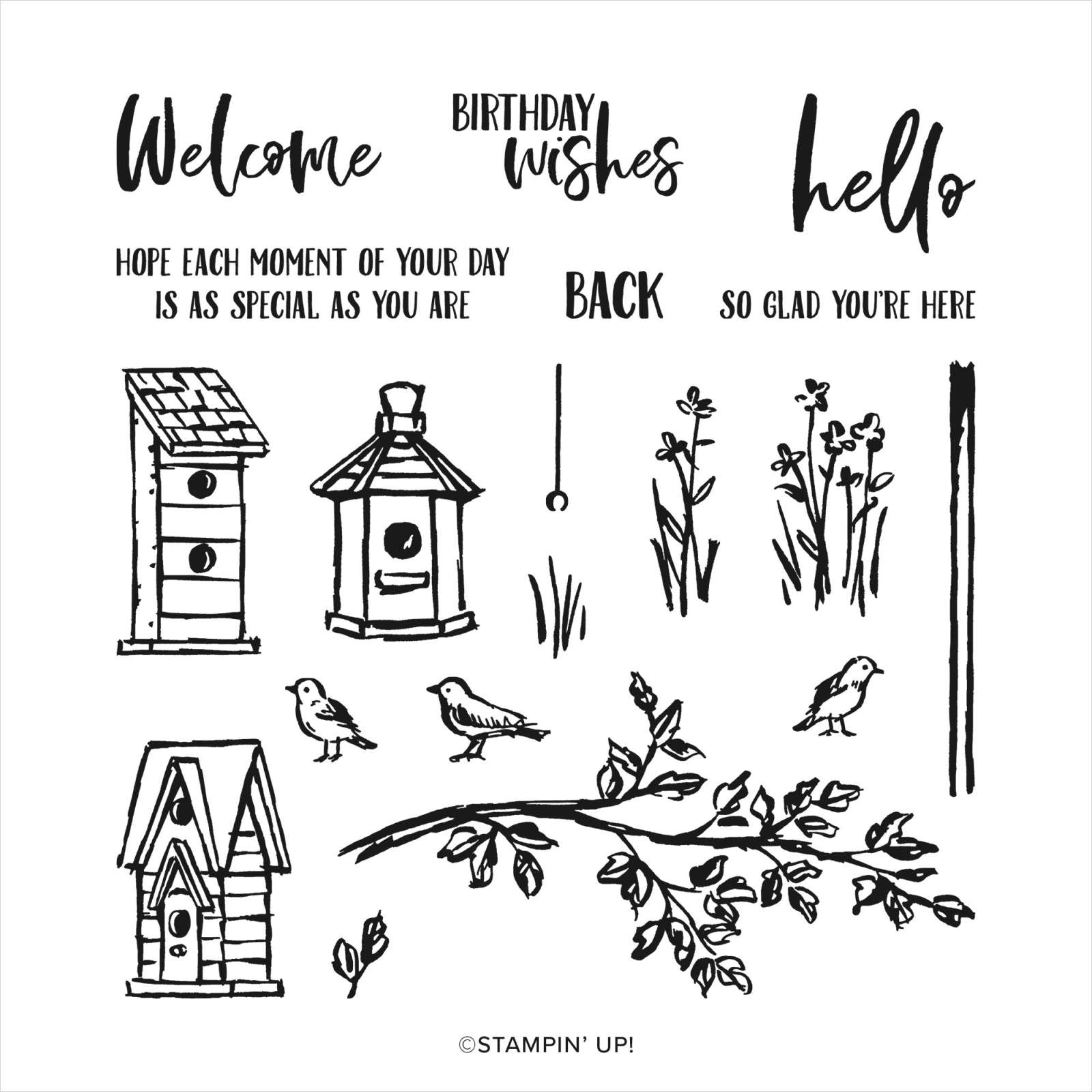 GARDEN BIRDHOUSES PHOTOPOLYMER STAMP SET (ENGLISH)