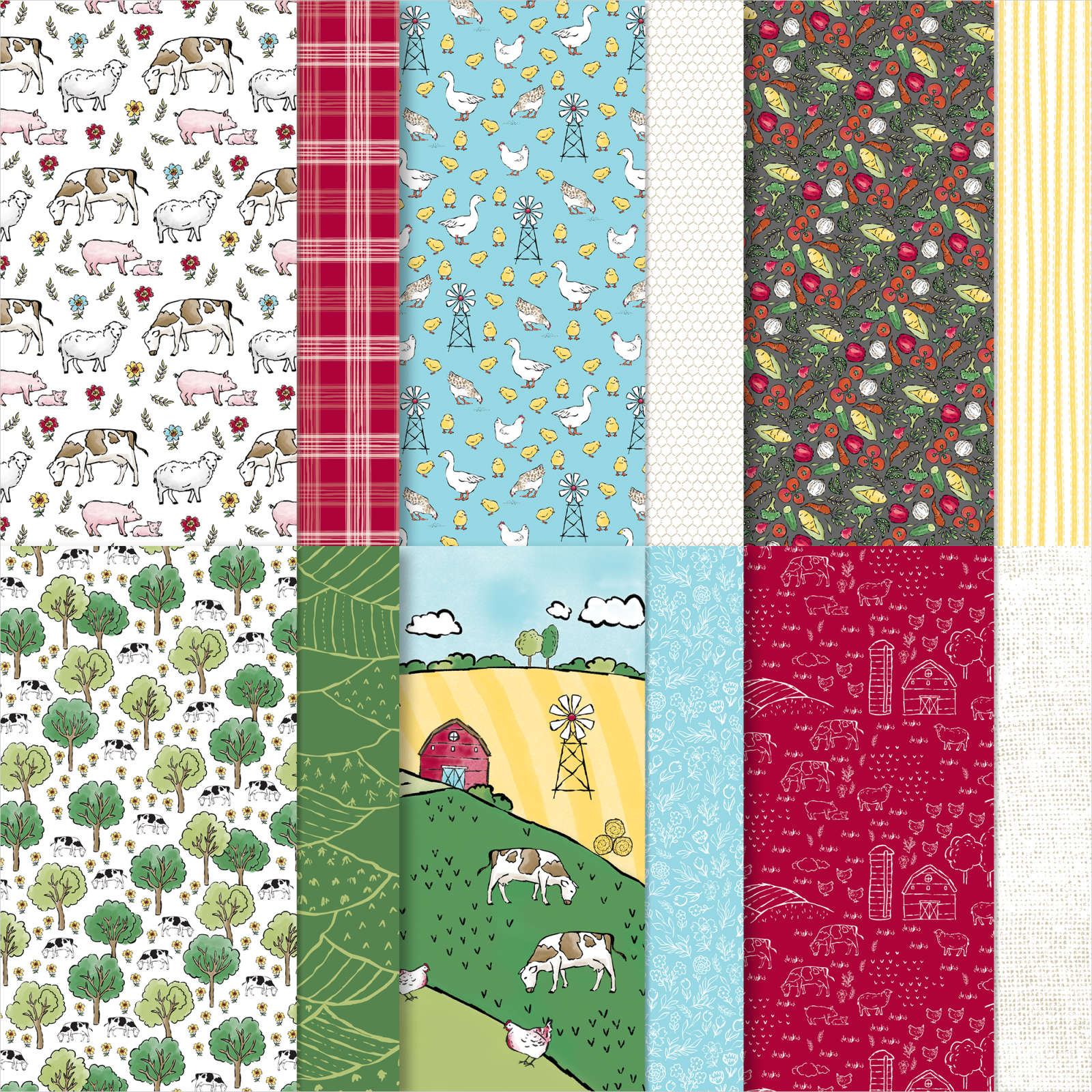 DAY AT THE FARM 12" X 12" (30.5 X 30.5 CM) DESIGNER SERIES PAPER
