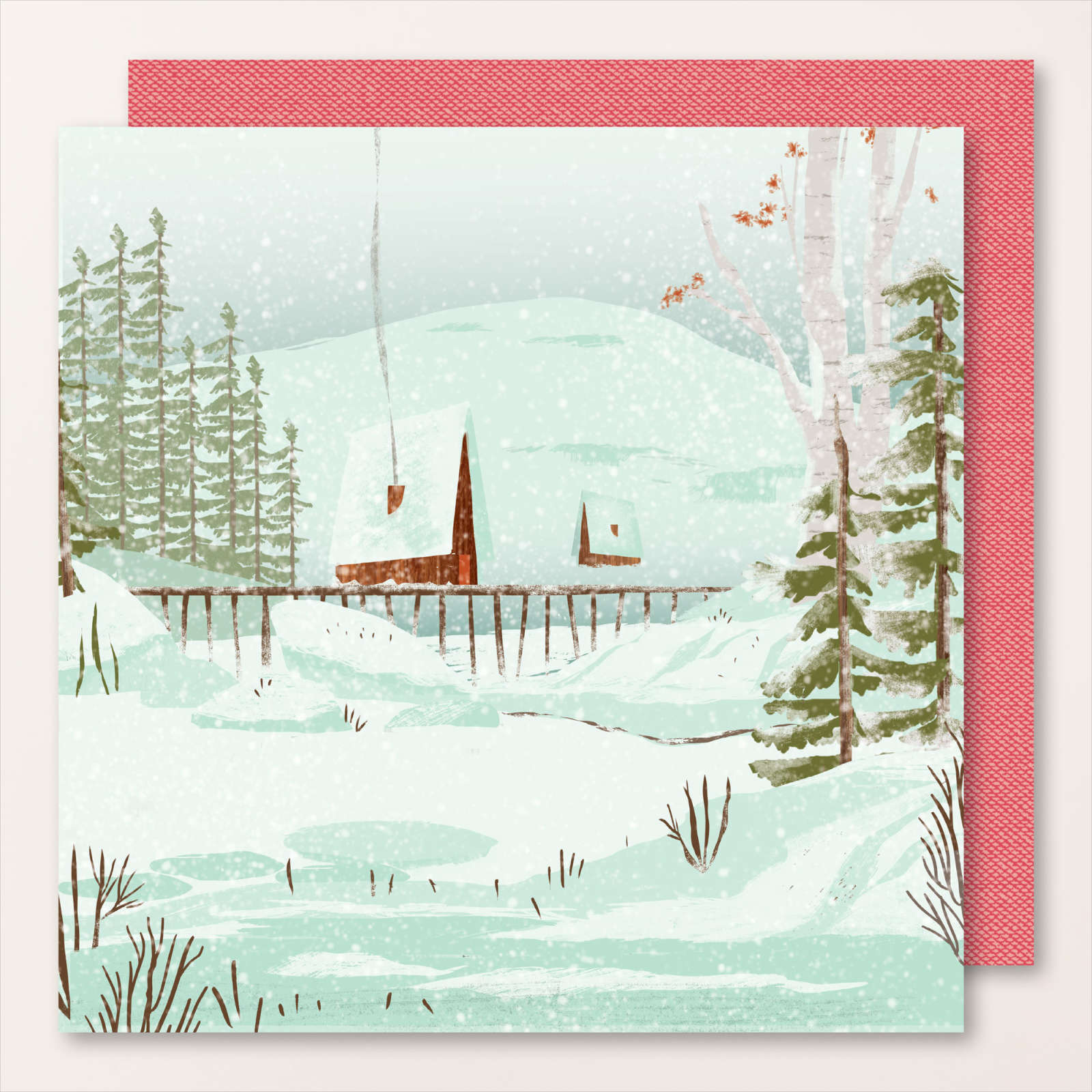 DESIGNERPAPIER 6" X 6" (15,2 X 15,2 CM) SCHLITTENFAHRT IM SCHNEE