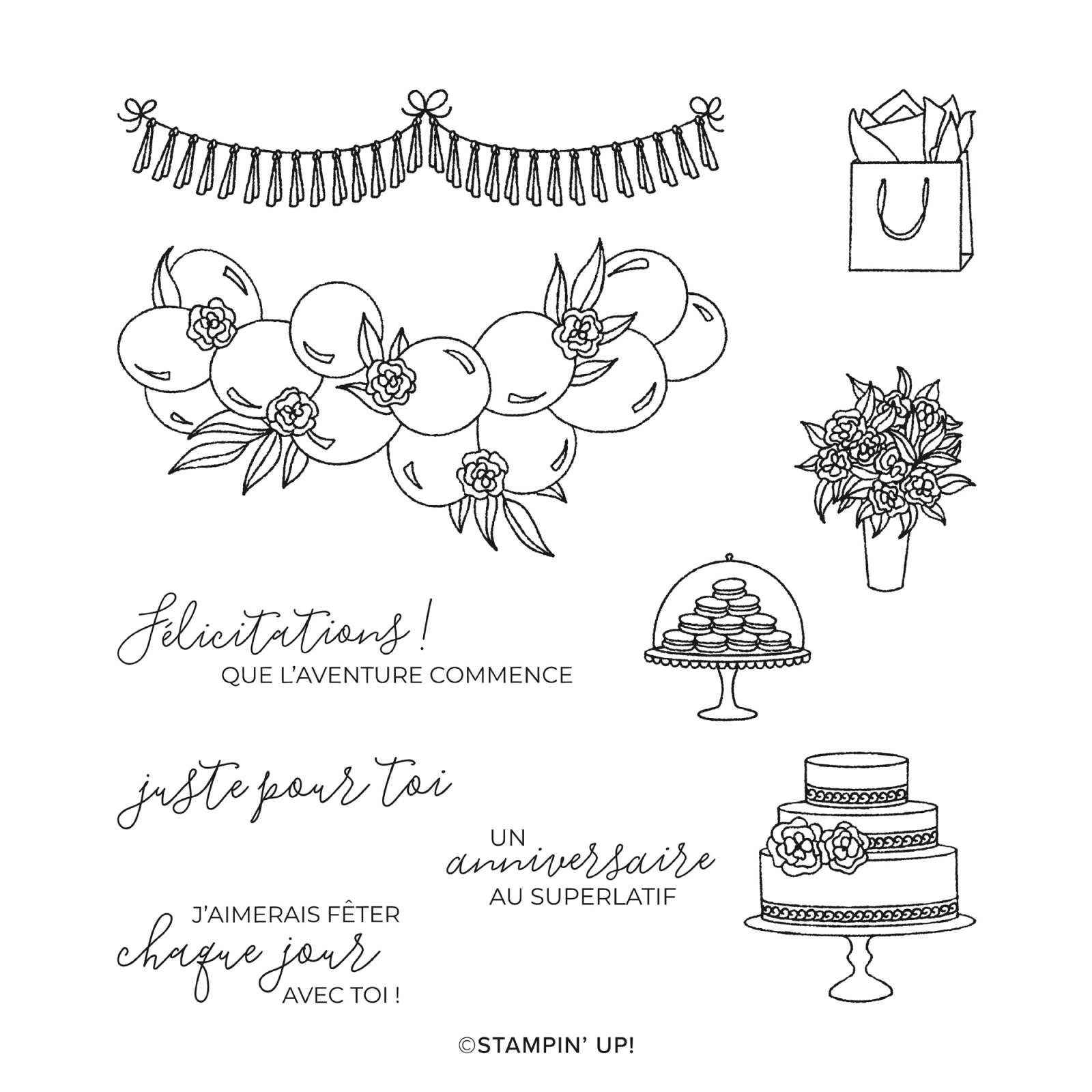 Stampin Up Anniversaire Au Superlatif Cling Stamp Set French Stampin Up Anniversaire Au Superlatif Cling Stamp Set French