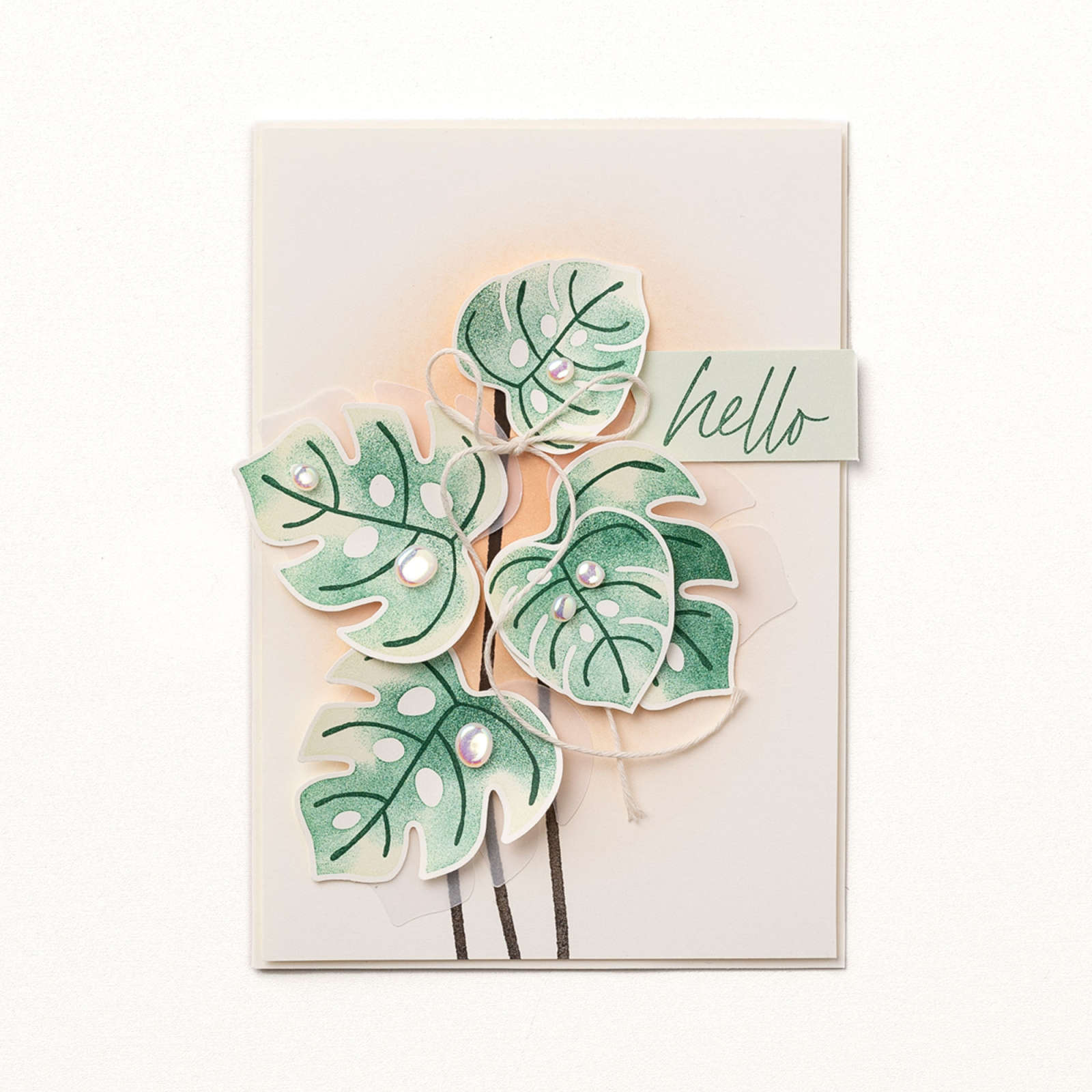 Simple Hello Card with the Stampin' Up! Tropical Leaf Bundle