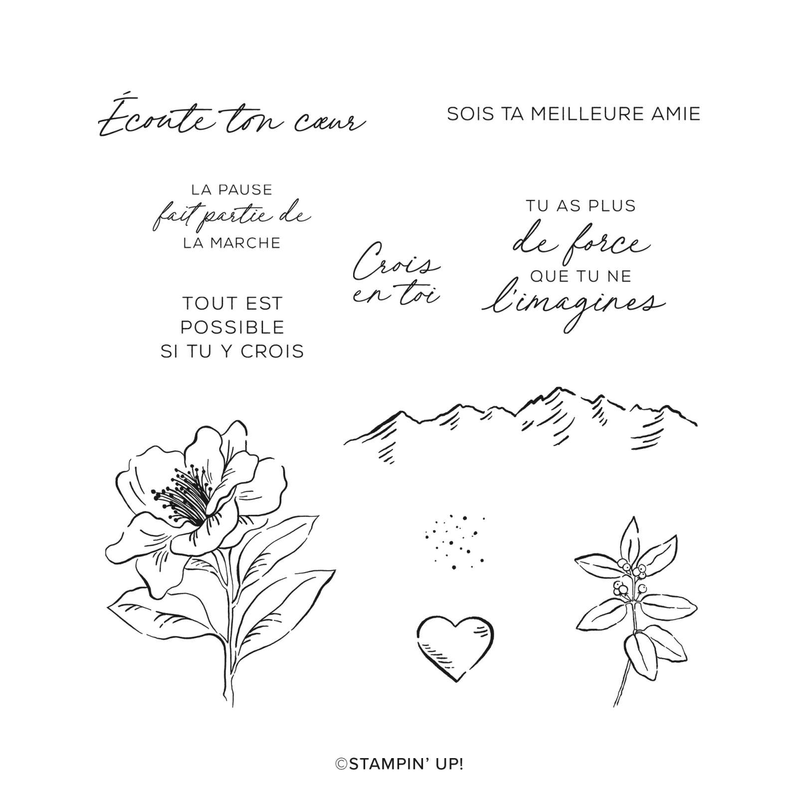 AMOUR ET COURAGE CLING STAMP SET (FRENCH)