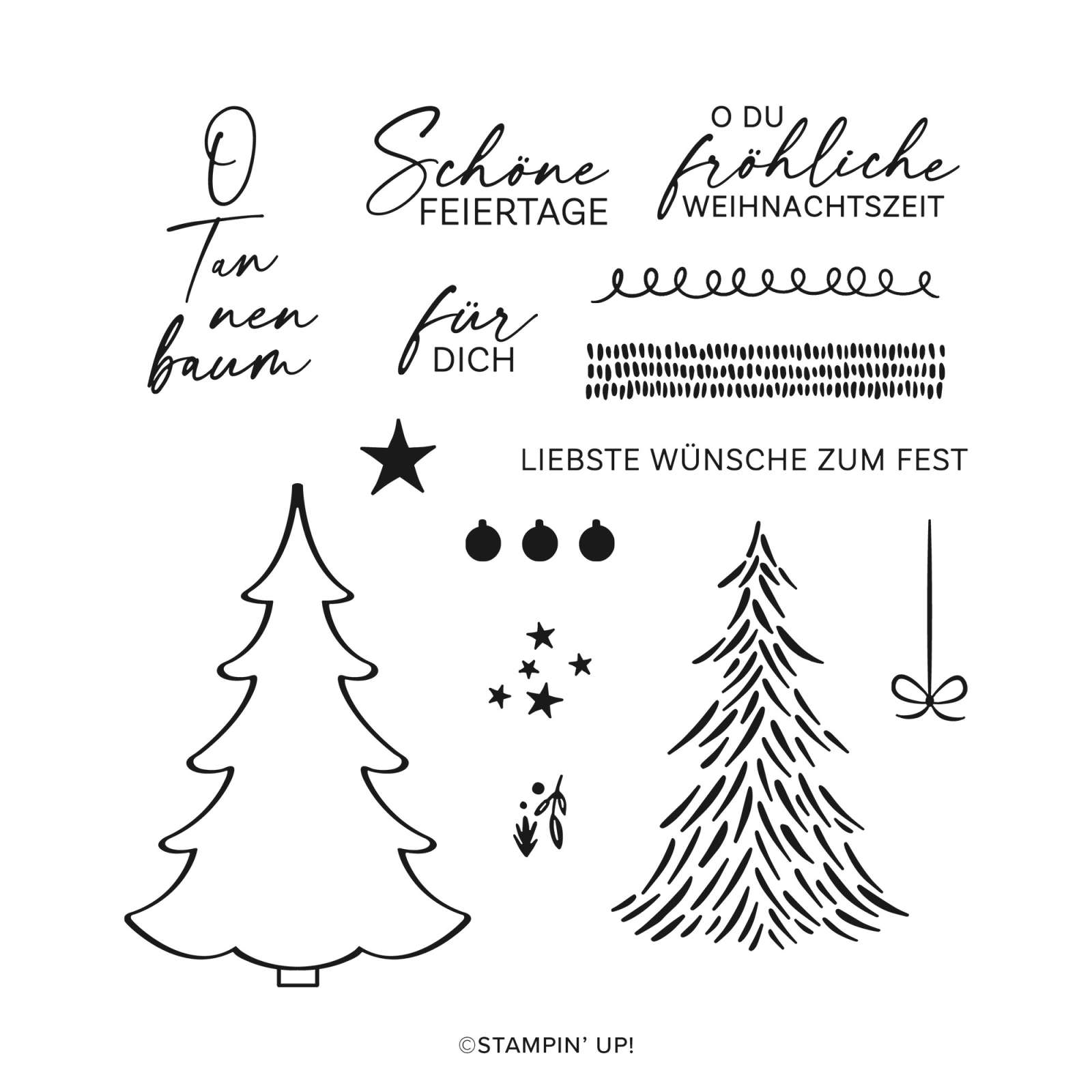 STEMPELSET KLARSICHT DEKORATIVE WEIHNACHTSBÄUME (DEUTSCH)