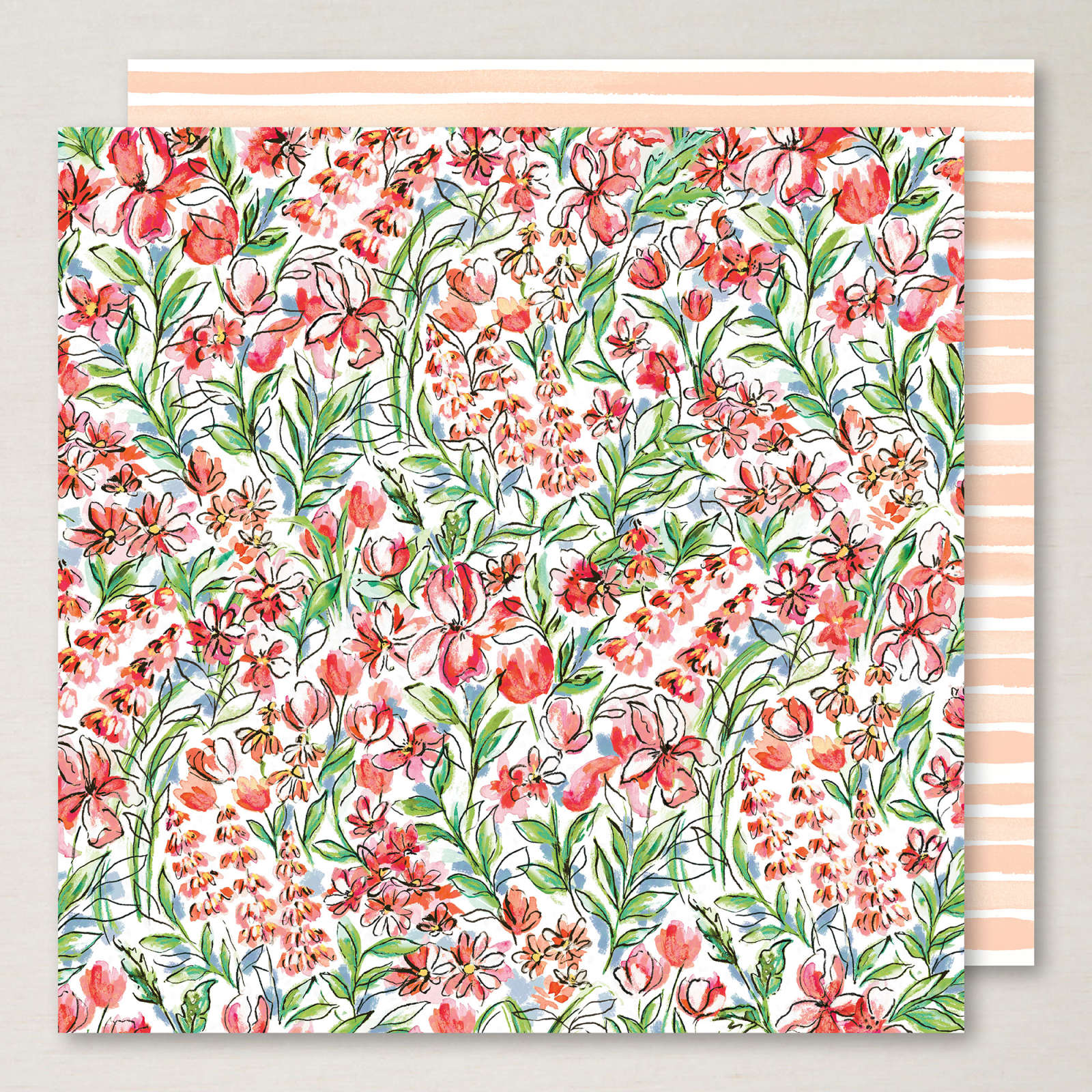 MIXED MEDIA FLORALS 12" X 12" (30.5 X 30.5 CM) DESIGNER SERIES PAPER