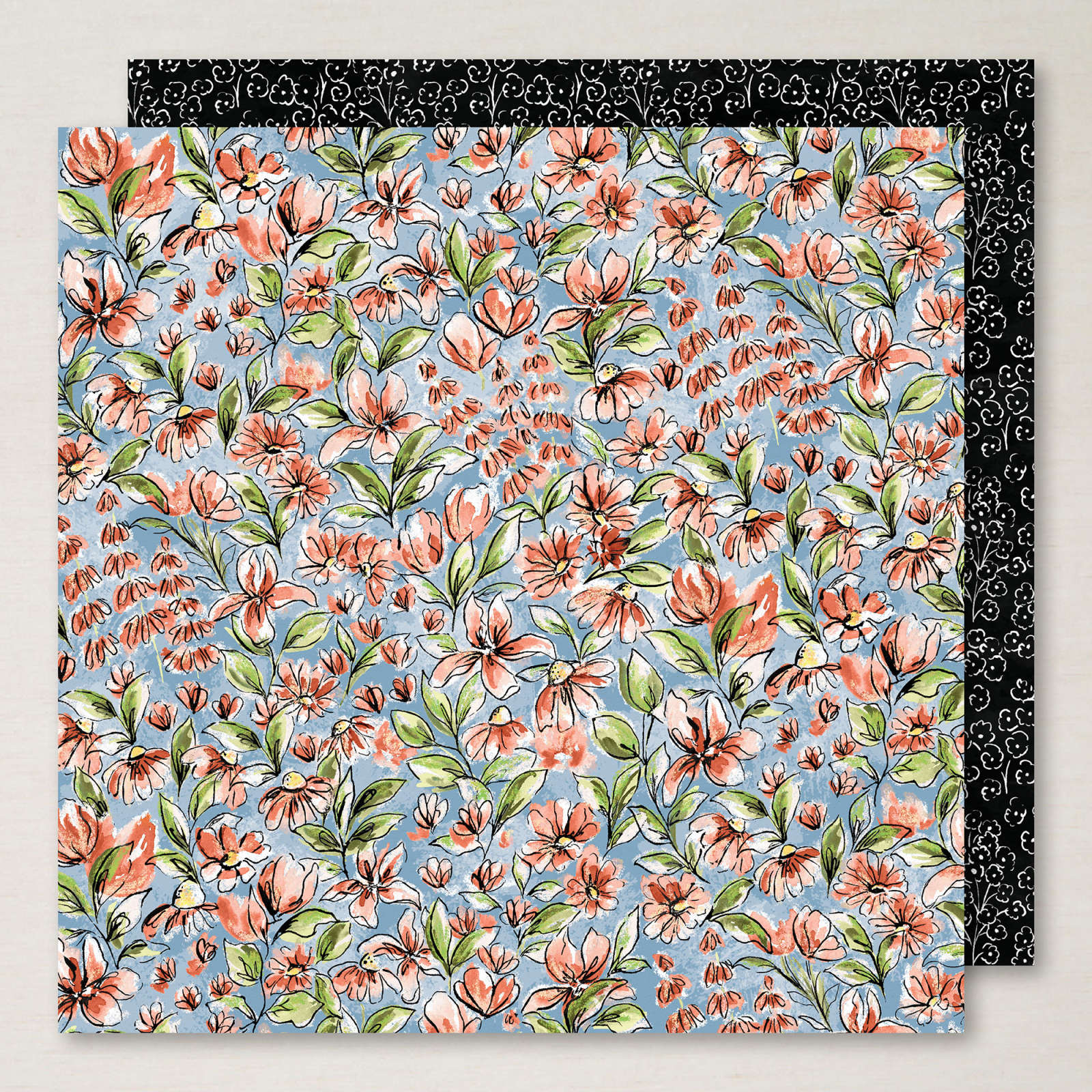 MIXED MEDIA FLORALS 12" X 12" (30.5 X 30.5 CM) DESIGNER SERIES PAPER