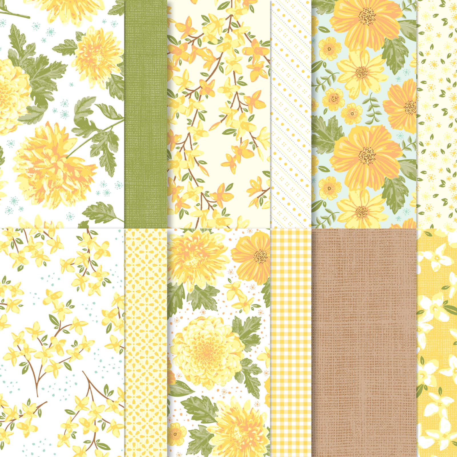 PAPIER DE LA SÉRIE DESIGN 12" X 12" (30,5 X 30,5 CM) FLEURS ENSOLEILLÉES