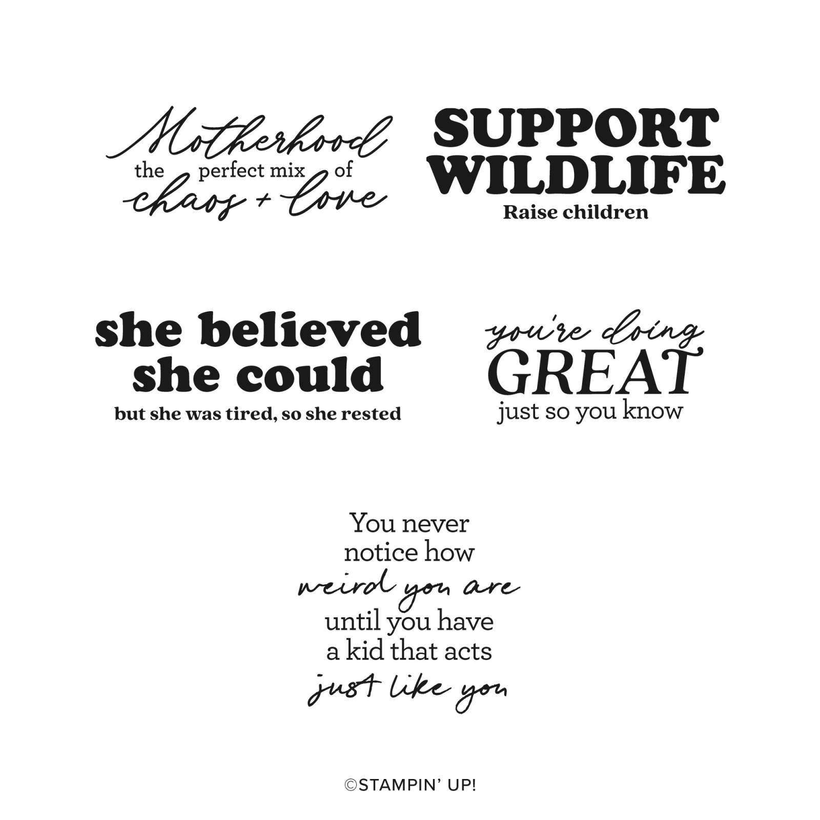 MOTHERHOOD MOTTOS CLING STAMP SET (ENGLISH)
