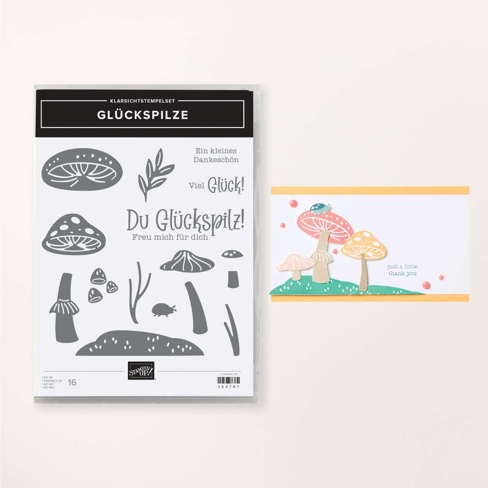 STEMPELSET KLARSICHT GLÜCKSPILZE (DEUTSCH)