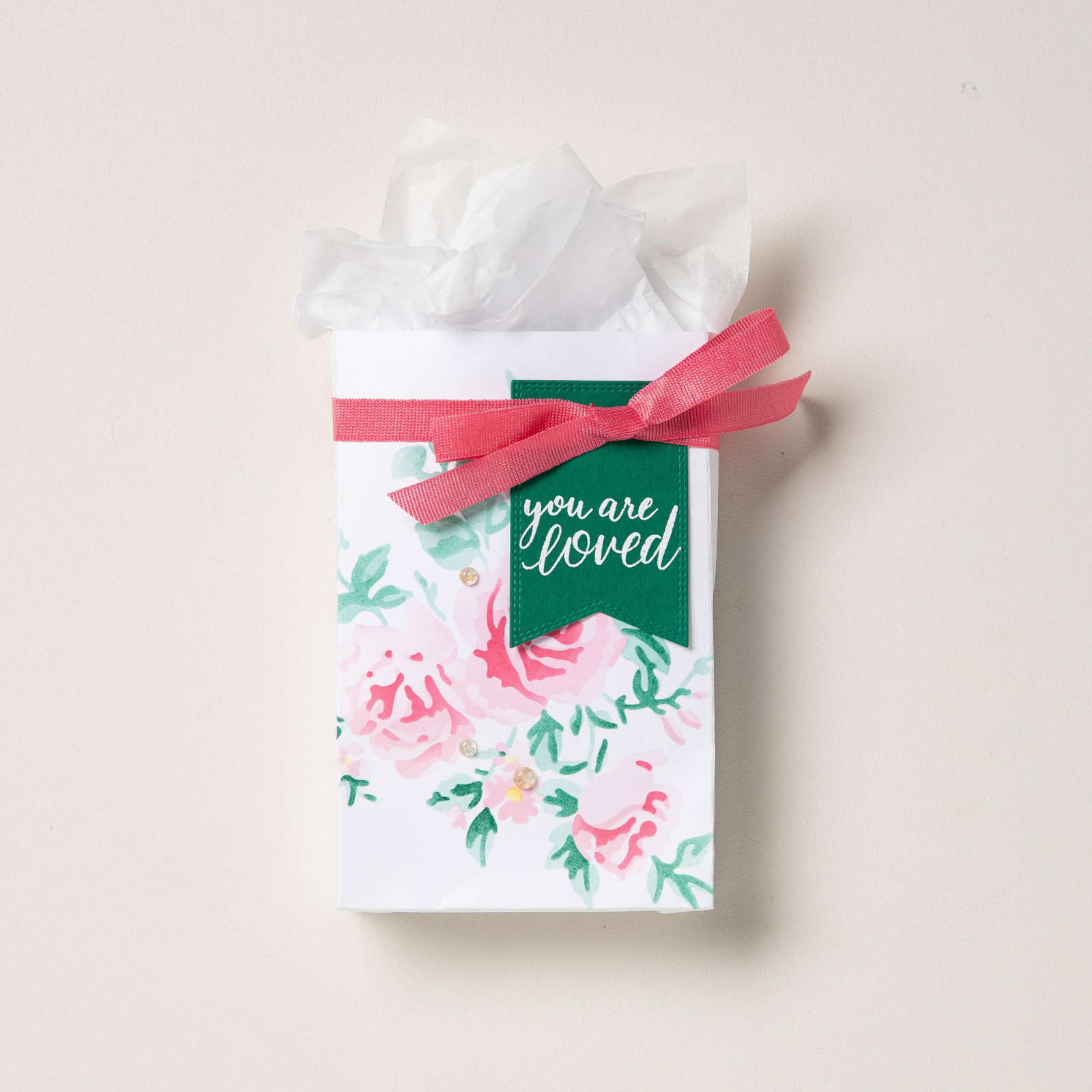 STRAWBERRY SLUSH 3/8" (1 CM) FAUX LINEN RIBBON