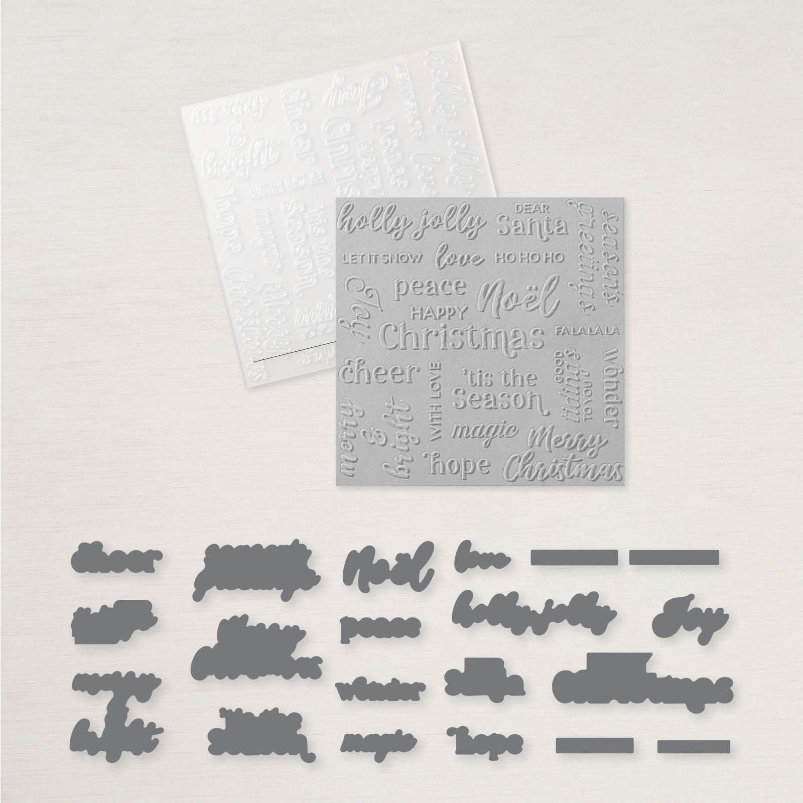 HYBRID-PRÄGEFORM CHRISTMAS WORDS COLLAGE (ENGLISCH)