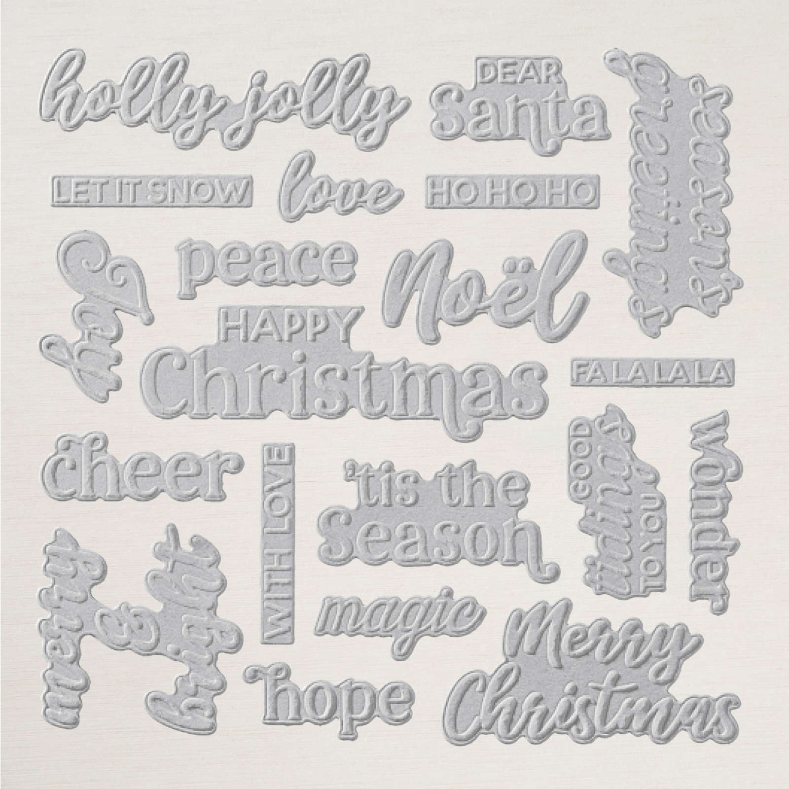 HYBRID-PRÄGEFORM CHRISTMAS WORDS COLLAGE (ENGLISCH)