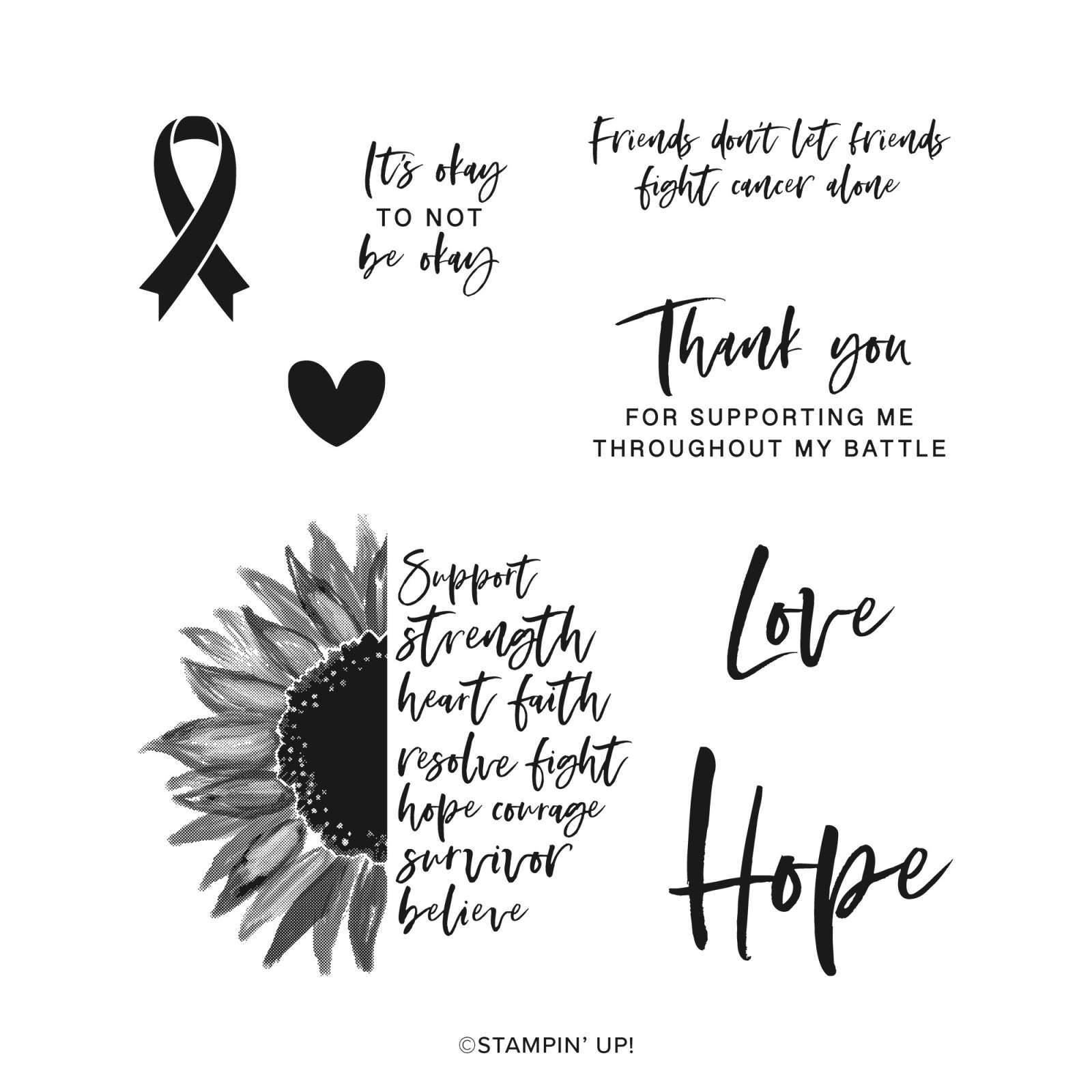LOVE & COURAGE CLING STAMP SET (ENGLISH)