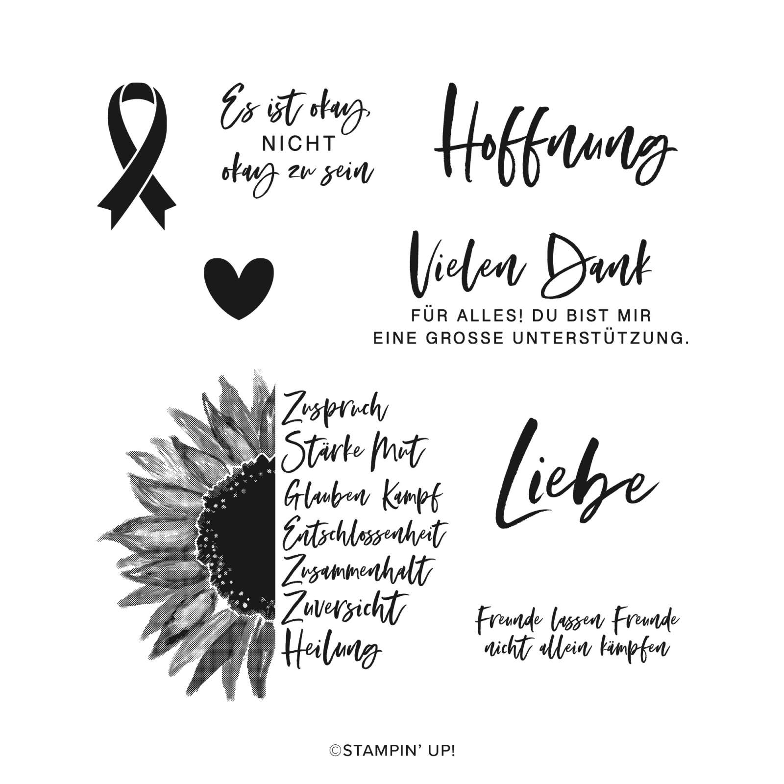 STEMPELSET ABLÖSBAR MIT LIEBE UND MUT (DEUTSCH)