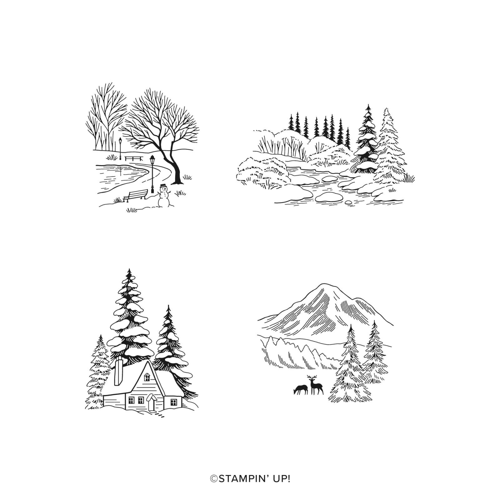 WINTER SCENES CLING STAMP SET (ENGLISH)