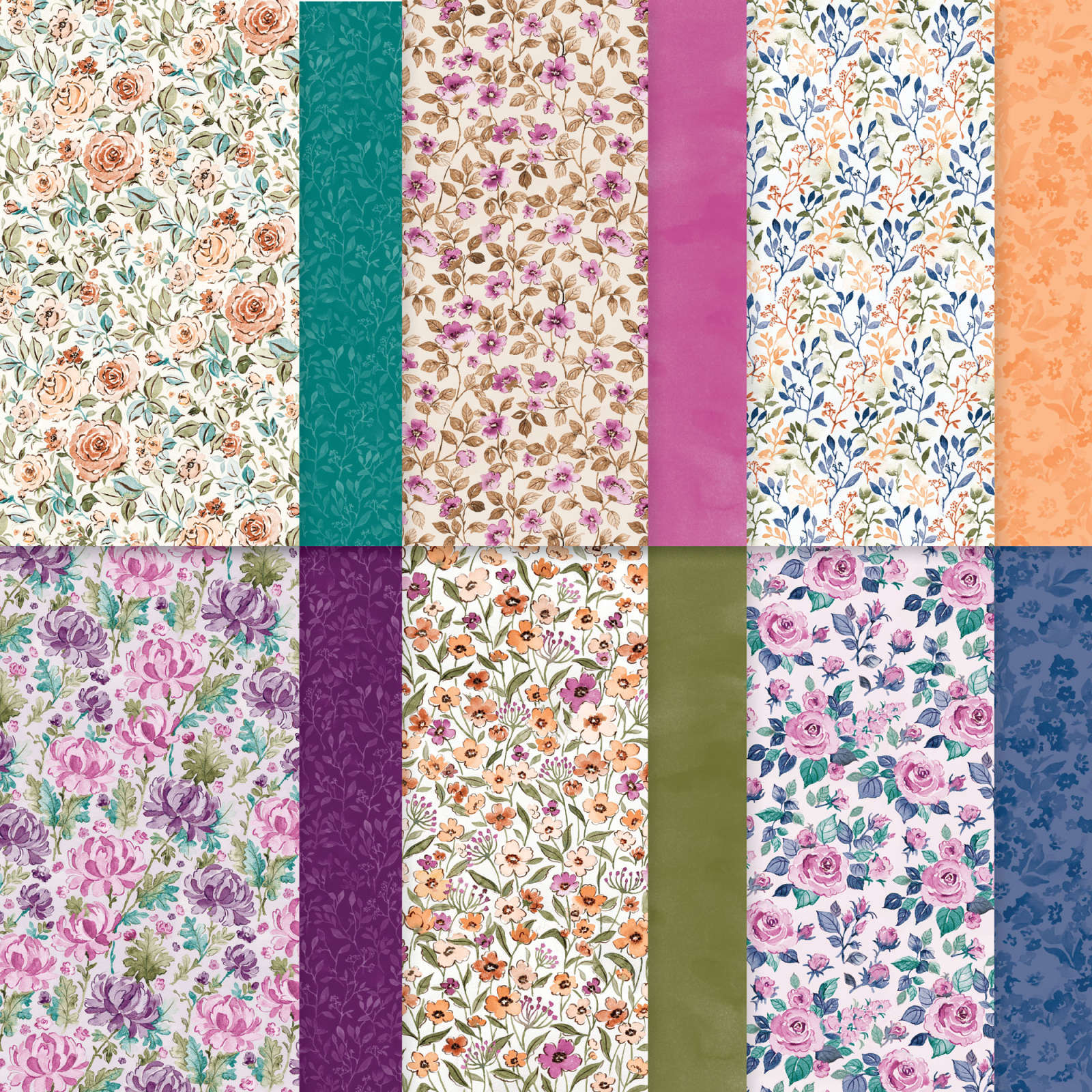 FLORAL CHARM-DESIGNPAPIER 12" X 12" (30,5 X 30,5 CM)