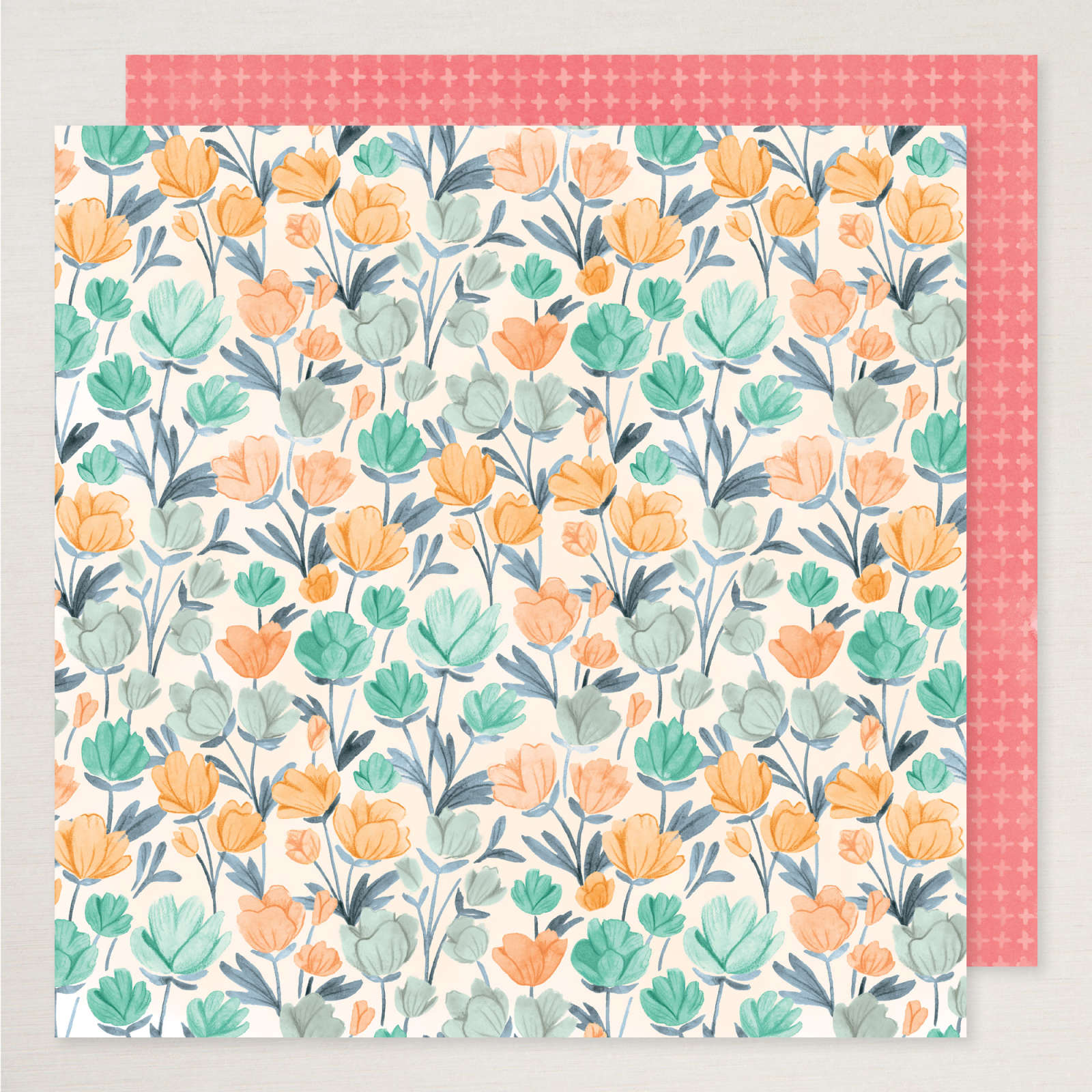 DESIGNERPAPIER 12" X 12" (30,5 X 30,5 CM) UND AUFKLEBERBOGEN FRÖHLICH FLORAL (ENGLISCH)