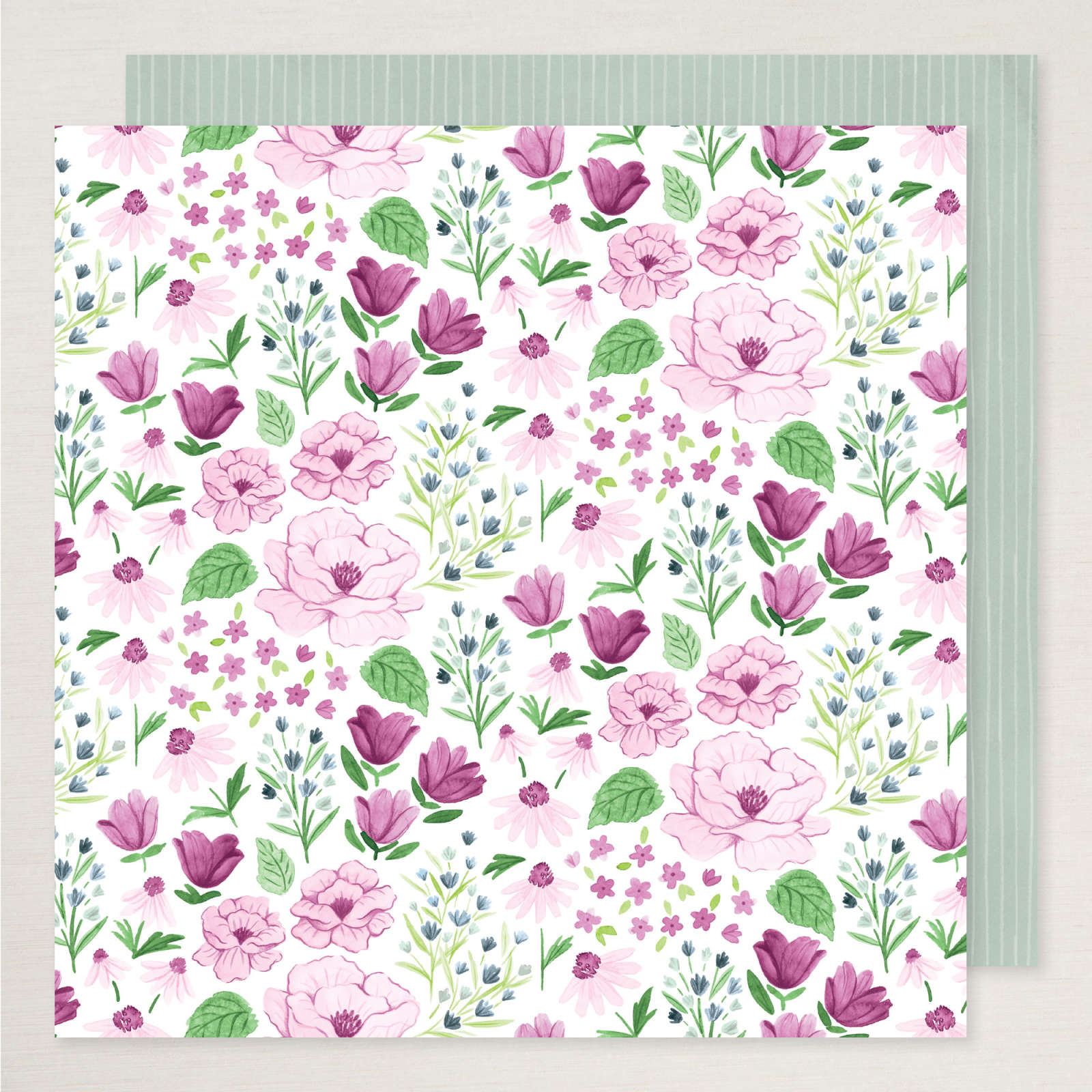 DESIGNERPAPIER 12" X 12" (30,5 X 30,5 CM) UND AUFKLEBERBOGEN FRÖHLICH FLORAL (ENGLISCH)