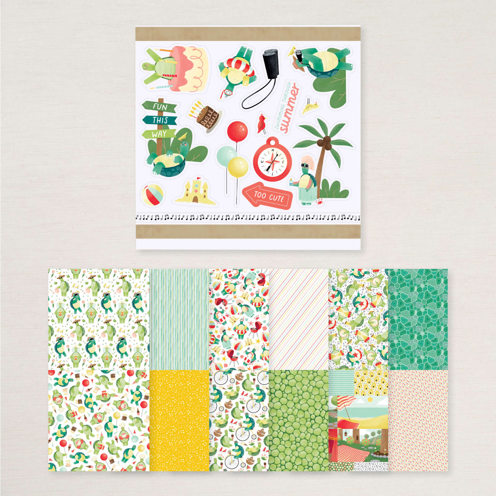 TURTLE-Y CUTE DESIGNER SERIES PAPER & STICKER SHEET (ENGLISH)
