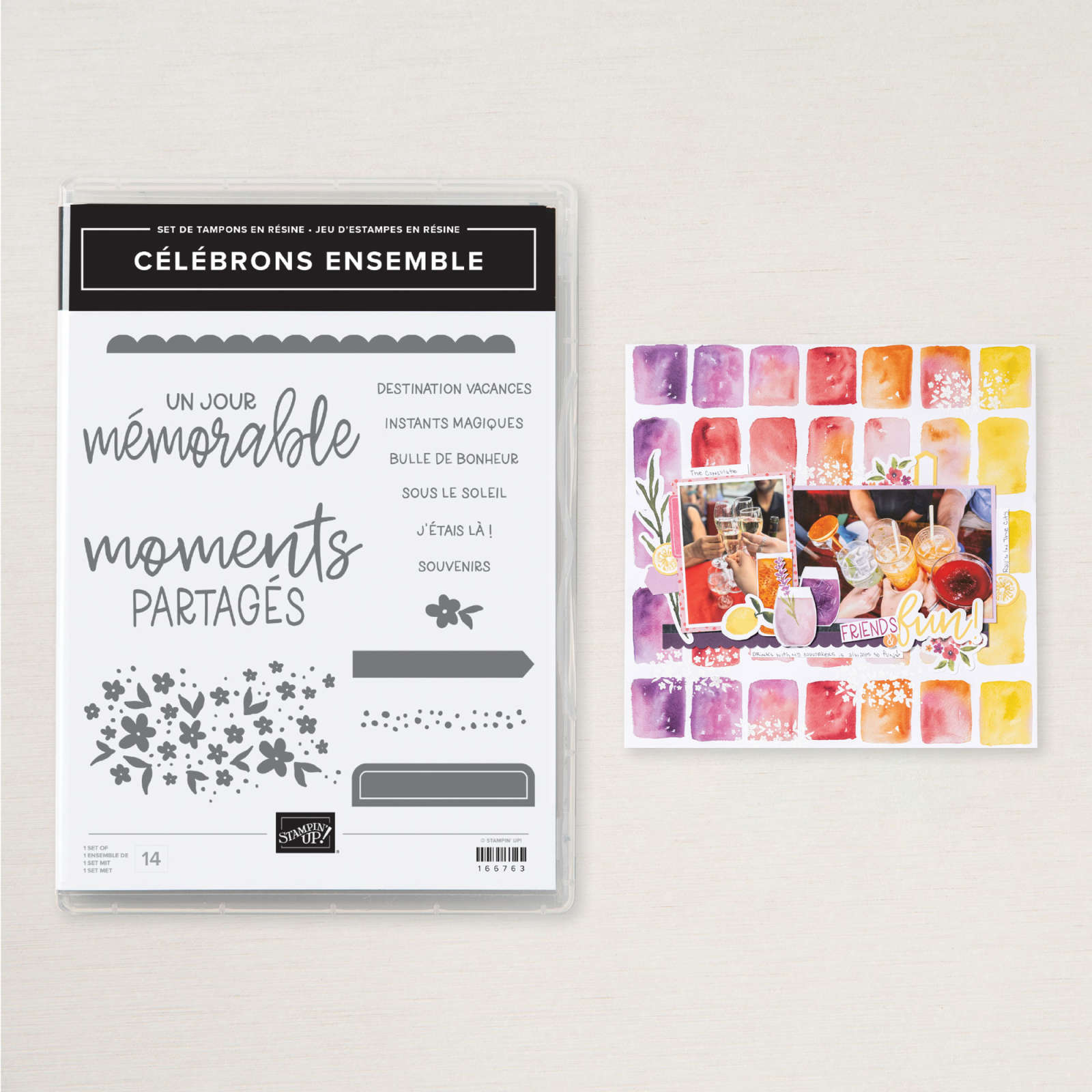 SET DE TAMPONS EN RÉSINE CÉLÉBRONS ENSEMBLE (FRANÇAIS)