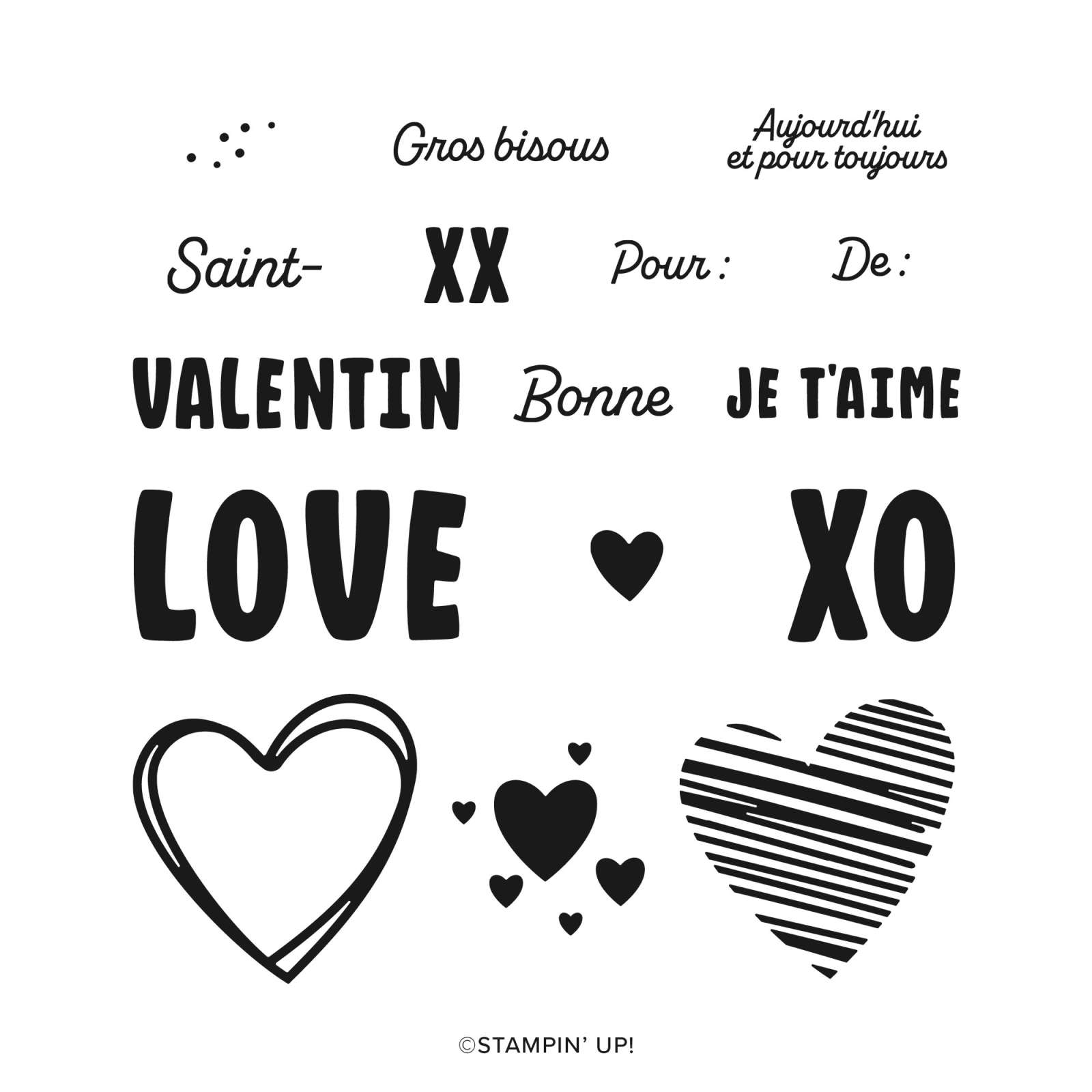 SET DE TAMPONS EN RÉSINE AMOUR SANS FIN (FRANÇAIS)