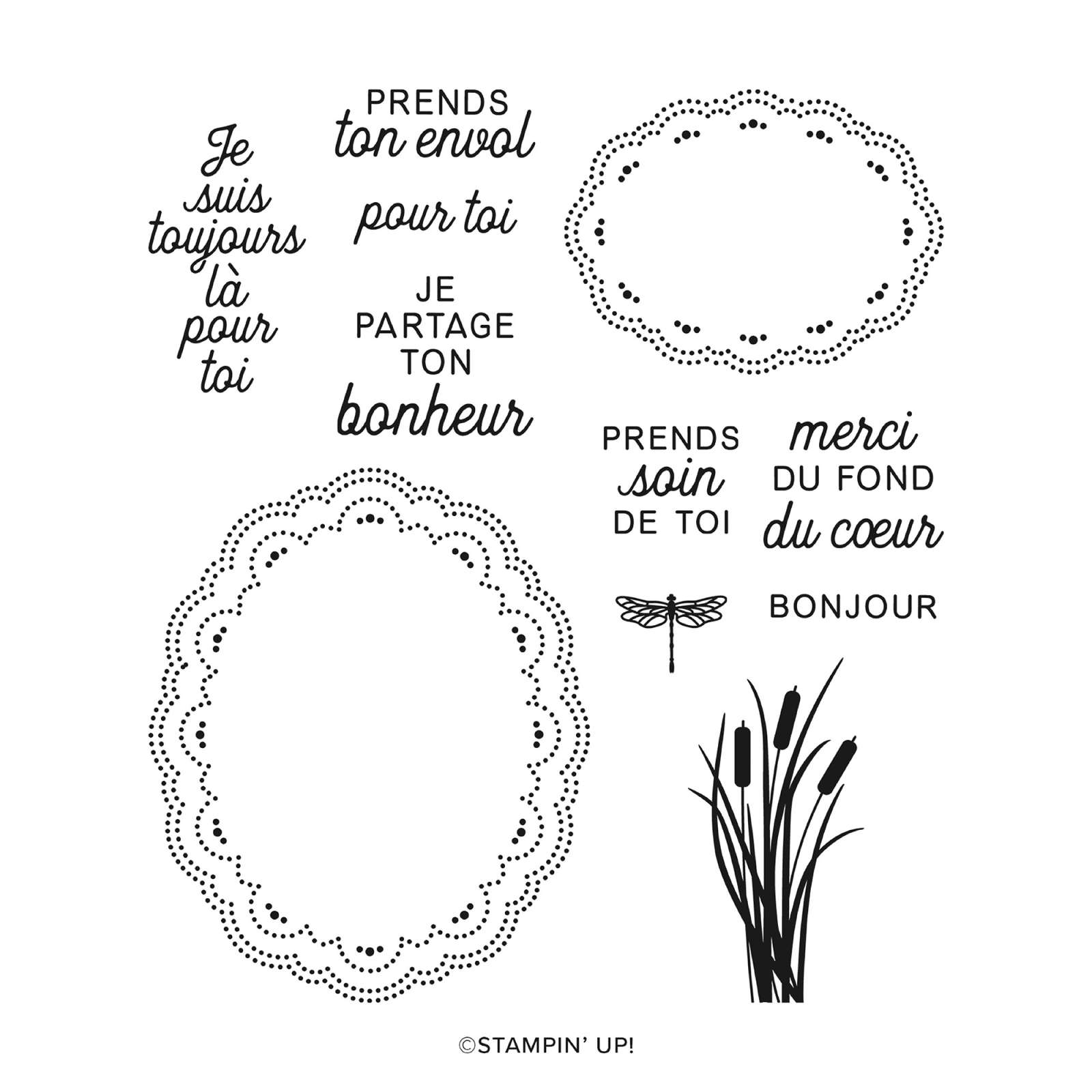 SET DE TAMPONS EN RÉSINE SOUHAITS FESTONNÉS (FRANÇAIS)