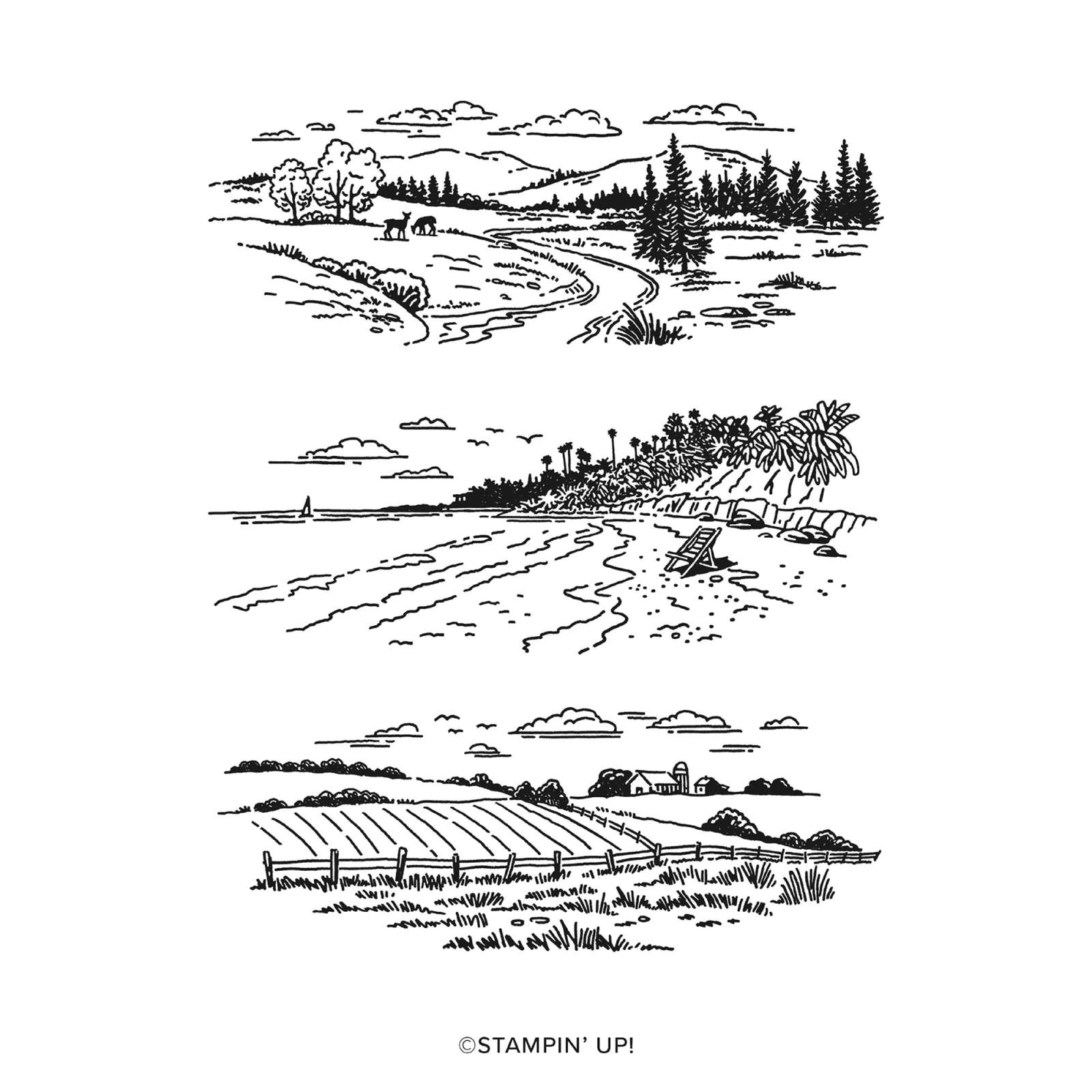 FAR AWAY LANDSCAPES PHOTOPOLYMER STAMP SET
