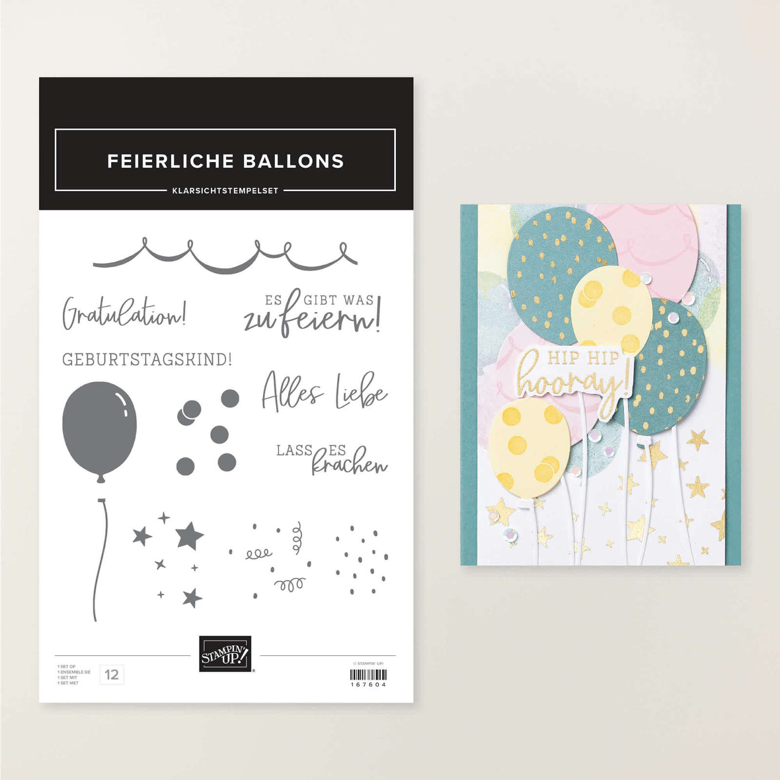 STEMPELSET KLARSICHT FEIERLICHE BALLONS (DEUTSCH)