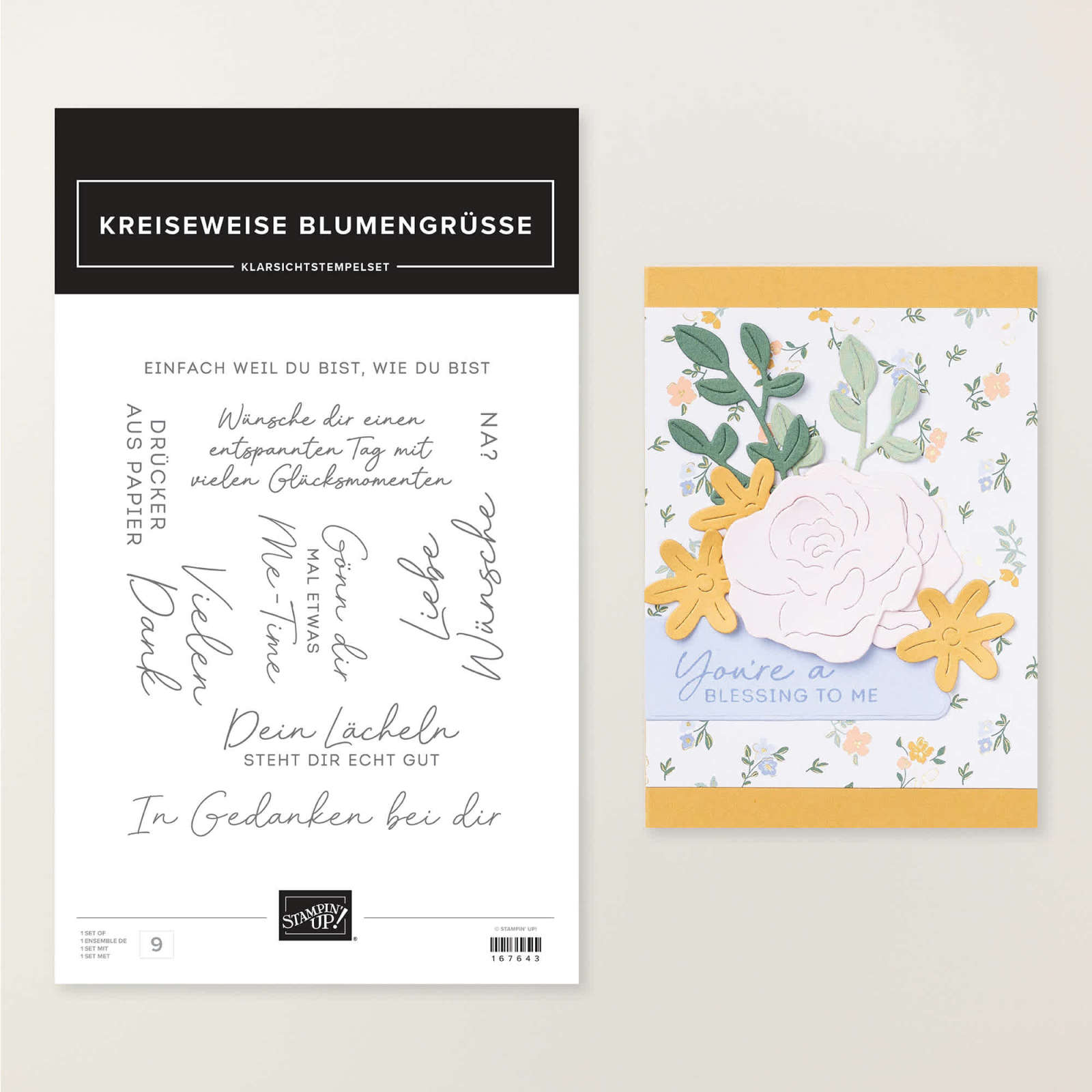 STEMPELSET KLARSICHT KREISEWEISE BLUMENGRÜSSE (DEUTSCH)