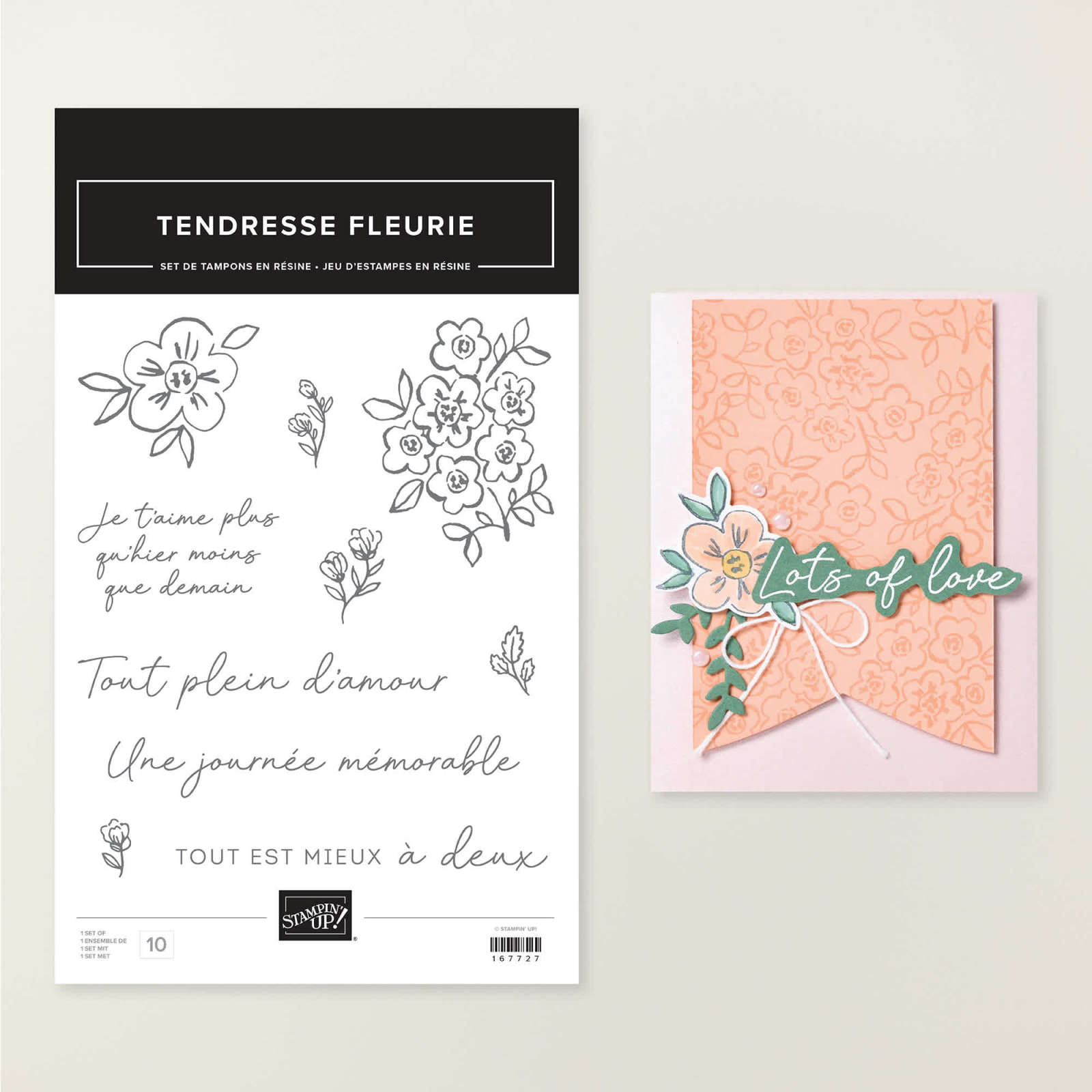 SET DE TAMPONS EN RÉSINE TENDRESSE FLEURIE (FRANÇAIS)