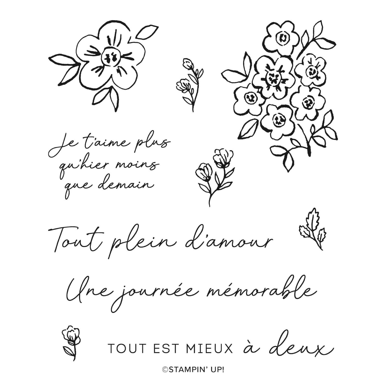 SET DE TAMPONS EN RÉSINE TENDRESSE FLEURIE (FRANÇAIS)
