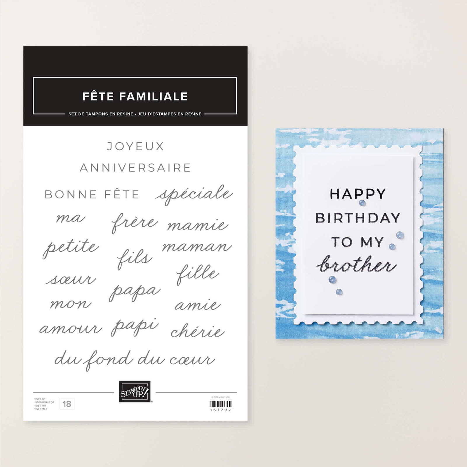 SET DE TAMPONS EN RÉSINE FÊTE FAMILIALE (FRANÇAIS)