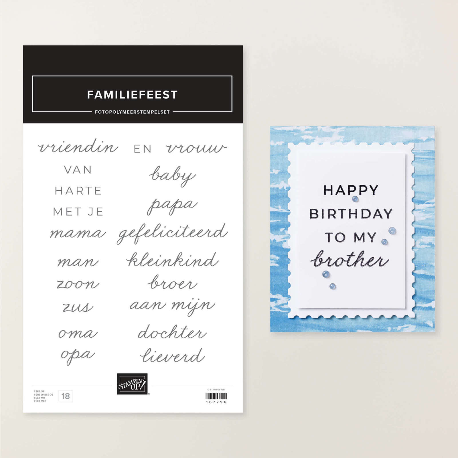 FOTOPOLYMEERSTEMPELSET FAMILIEFEEST (NEDERLANDS)