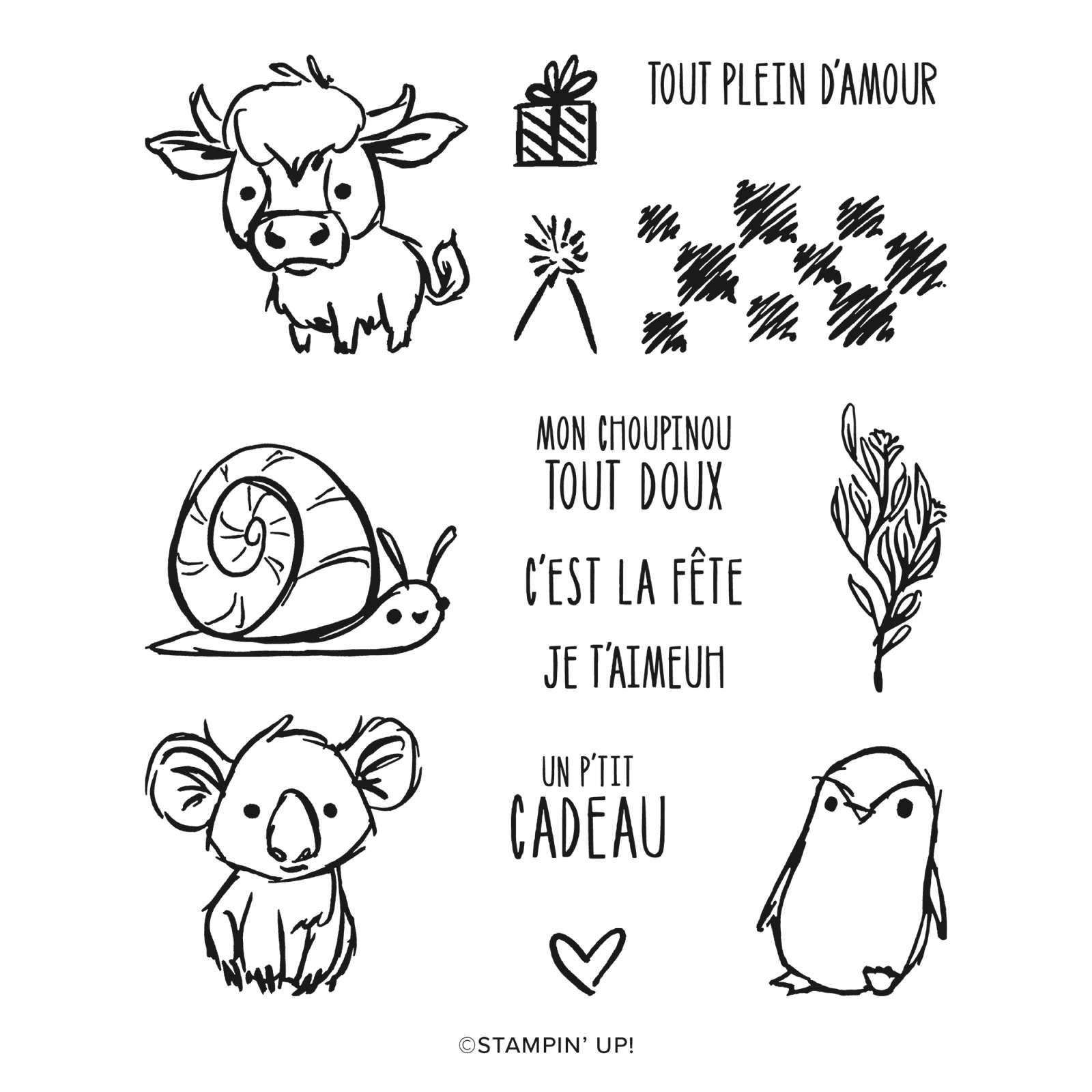 SET DE TAMPONS EN RÉSINE COPAINS MIGNONS (FRANÇAIS)
