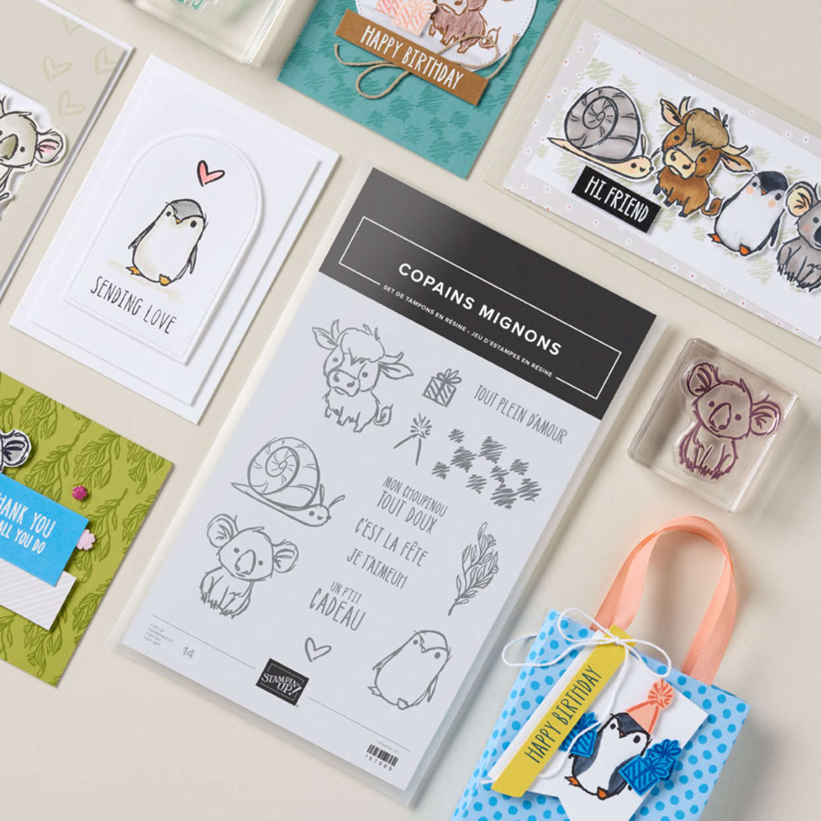 SET DE TAMPONS EN RÉSINE COPAINS MIGNONS (FRANÇAIS)