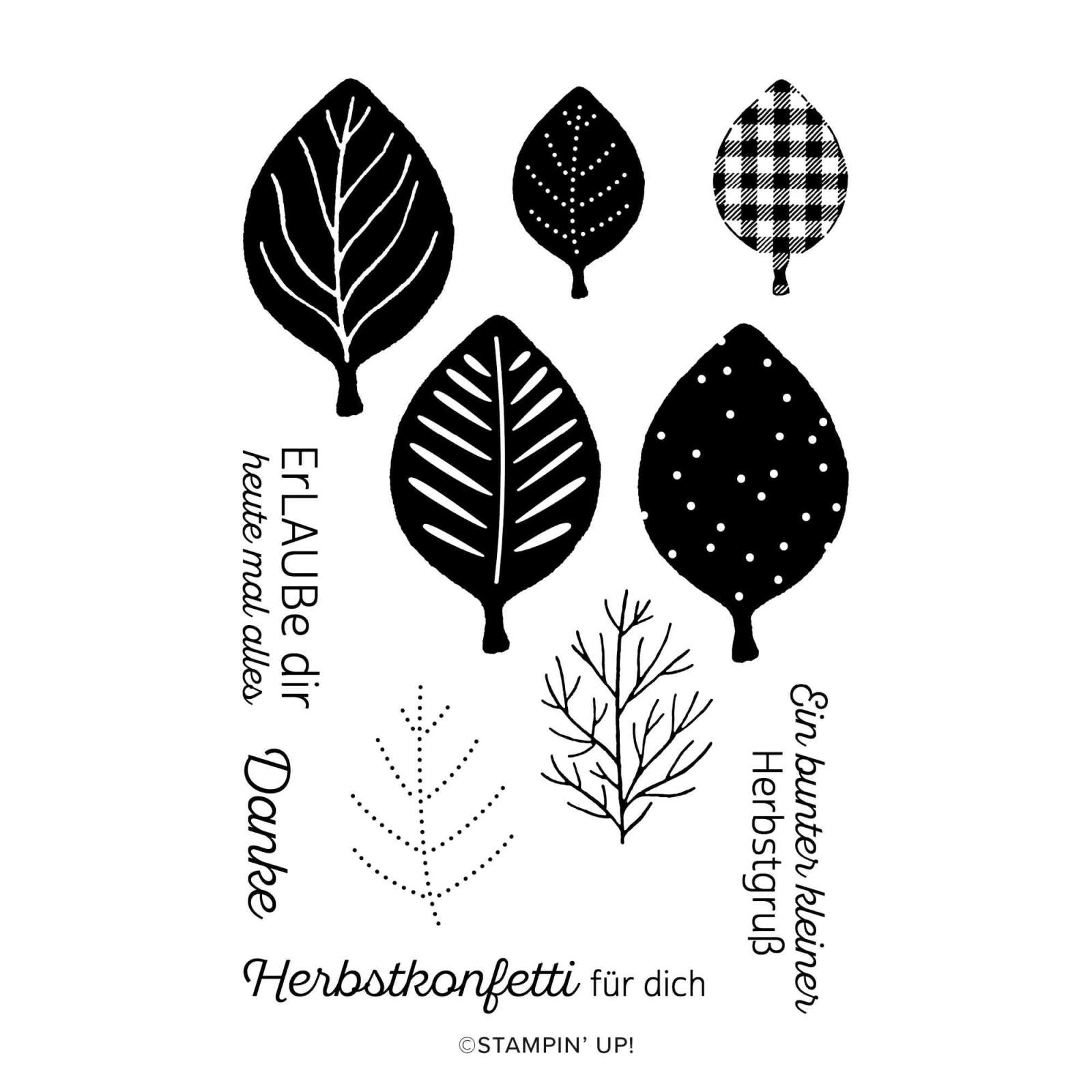 STEMPELSET KLARSICHT SCHLICHTE BLÄTTER (DEUTSCH)