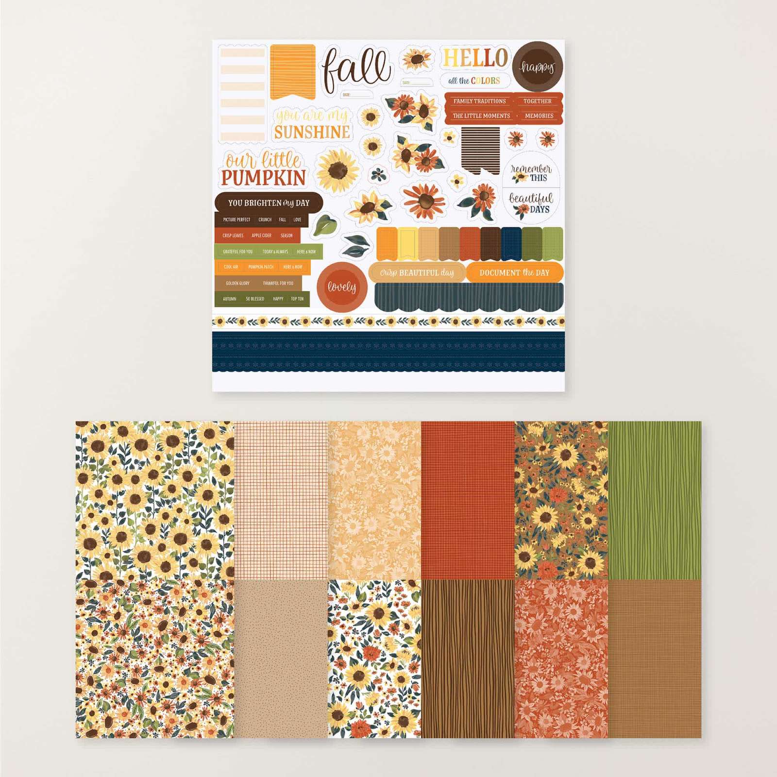 SUNFLOWER FIELDS 12" X 12" (30.5 X 30.5 CM) DESIGNER SERIES PAPER & STICKER SHEET (ENGLISH)