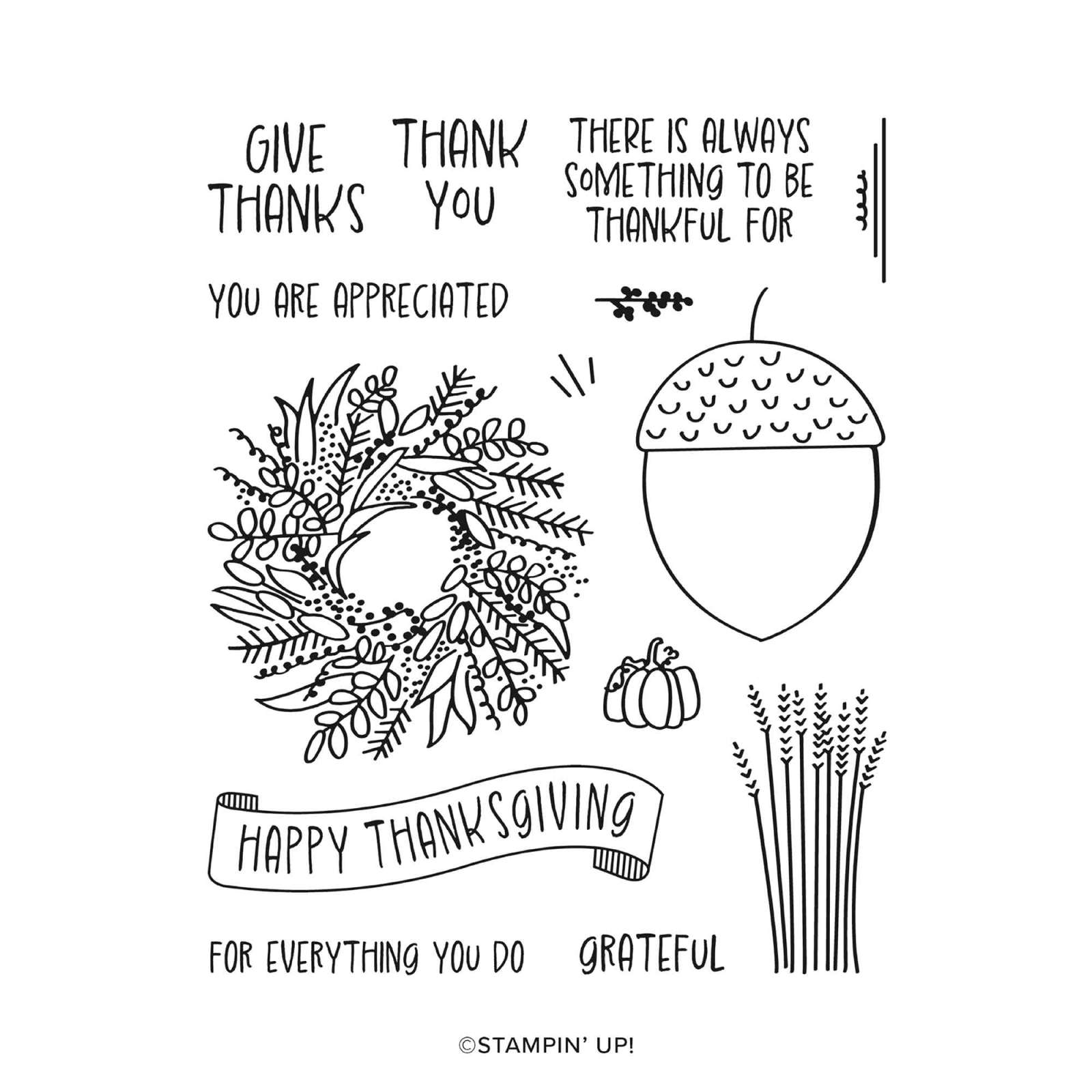 THANKS & GIVING PHOTOPOLYMER STAMP SET (ENGLISH)